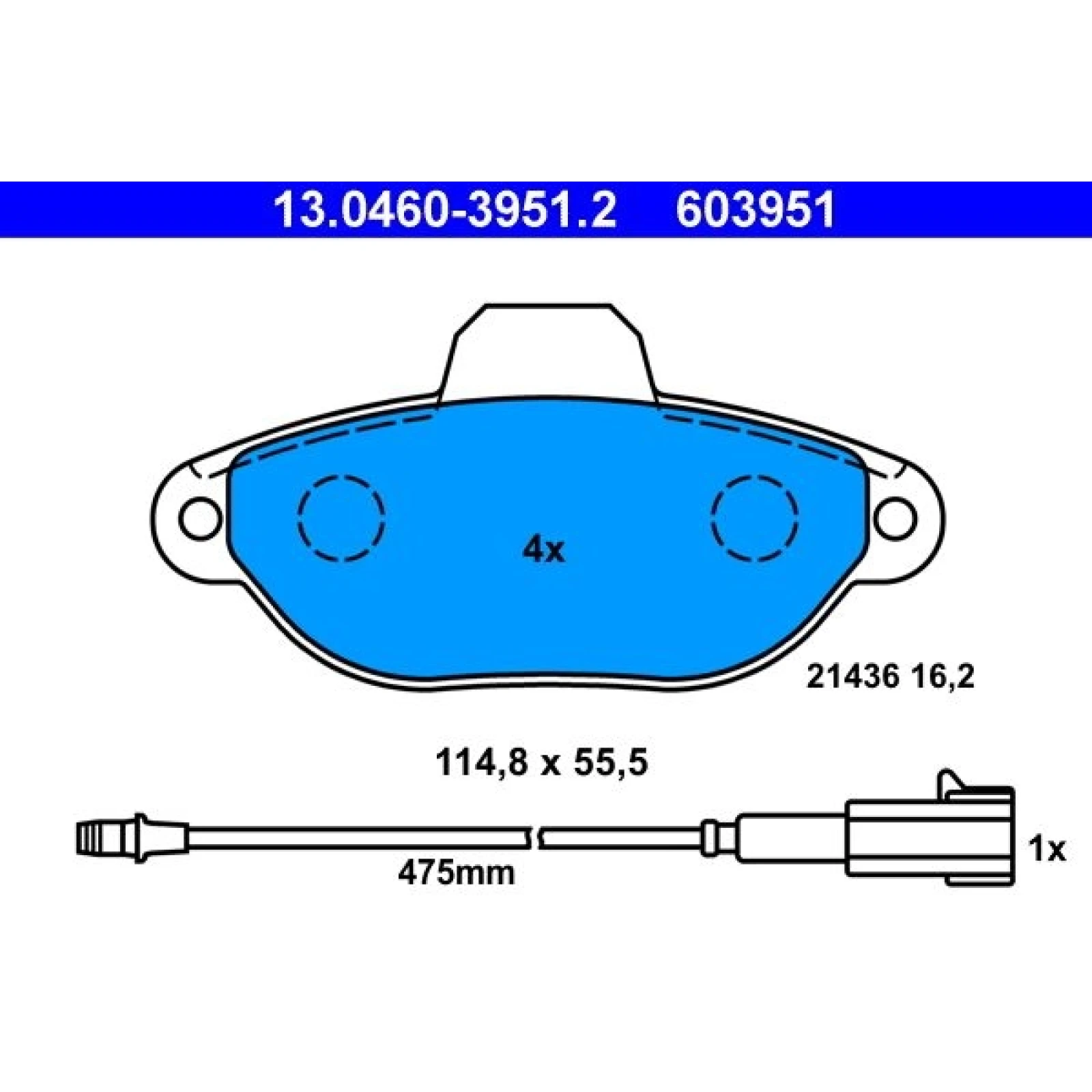 Bremsbelagsatz Fiat P. Punto 1.1-1.2/1.7D 93-03 13.0460-3951.2