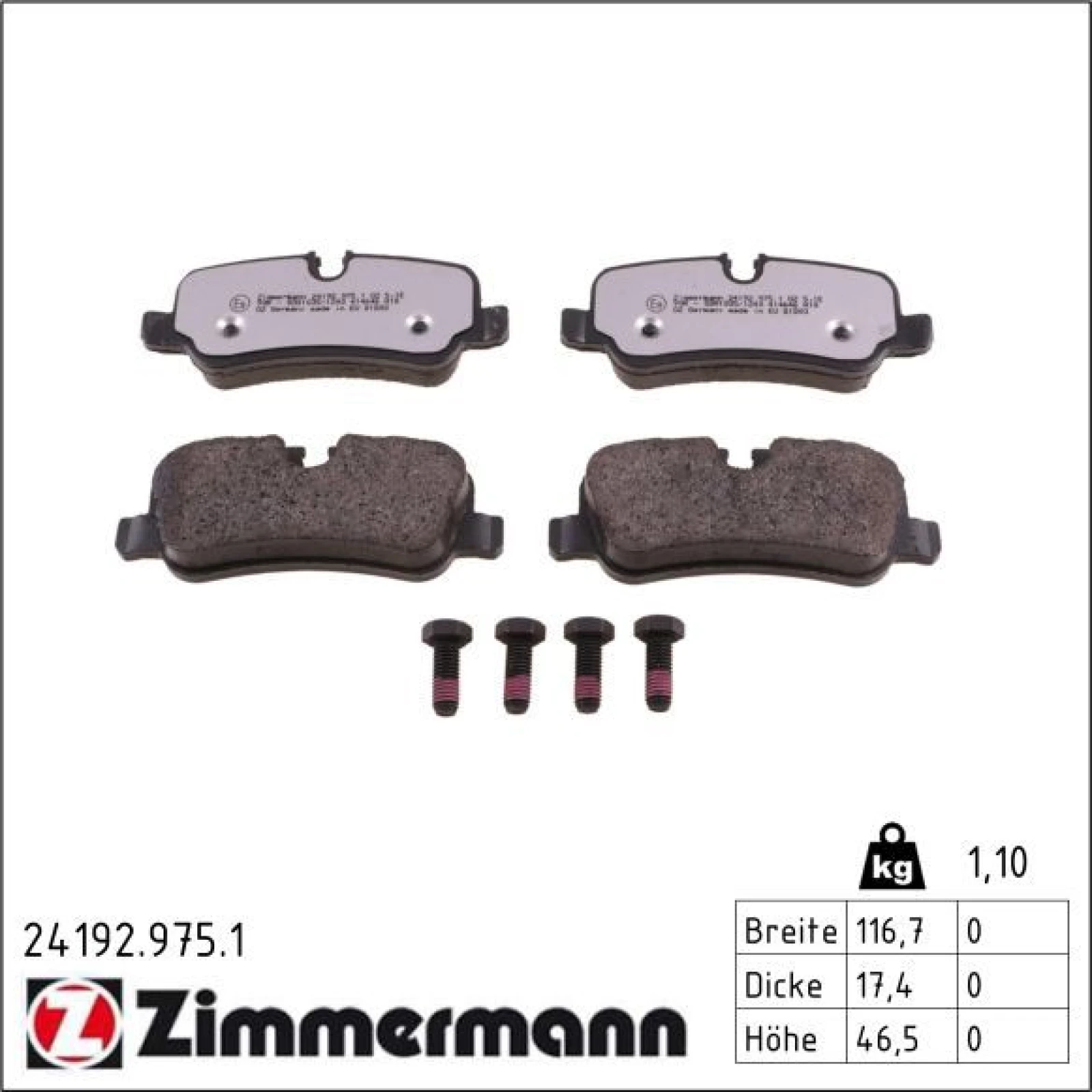 ZIMMERMANN Bremsbeläge 24192.975.1