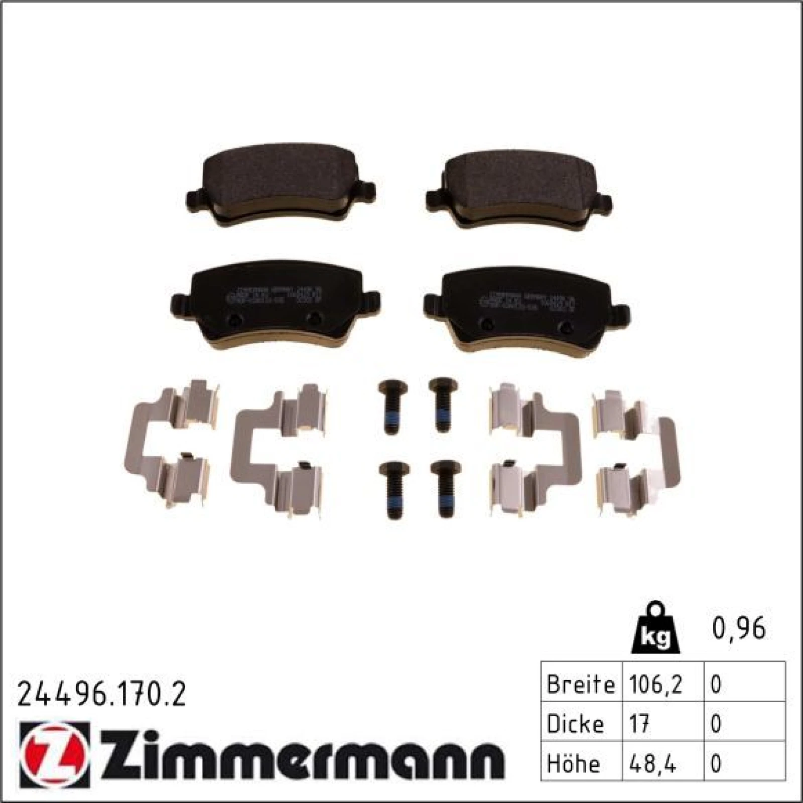 ZIMMERMANN Bremsbeläge 24496.170.2