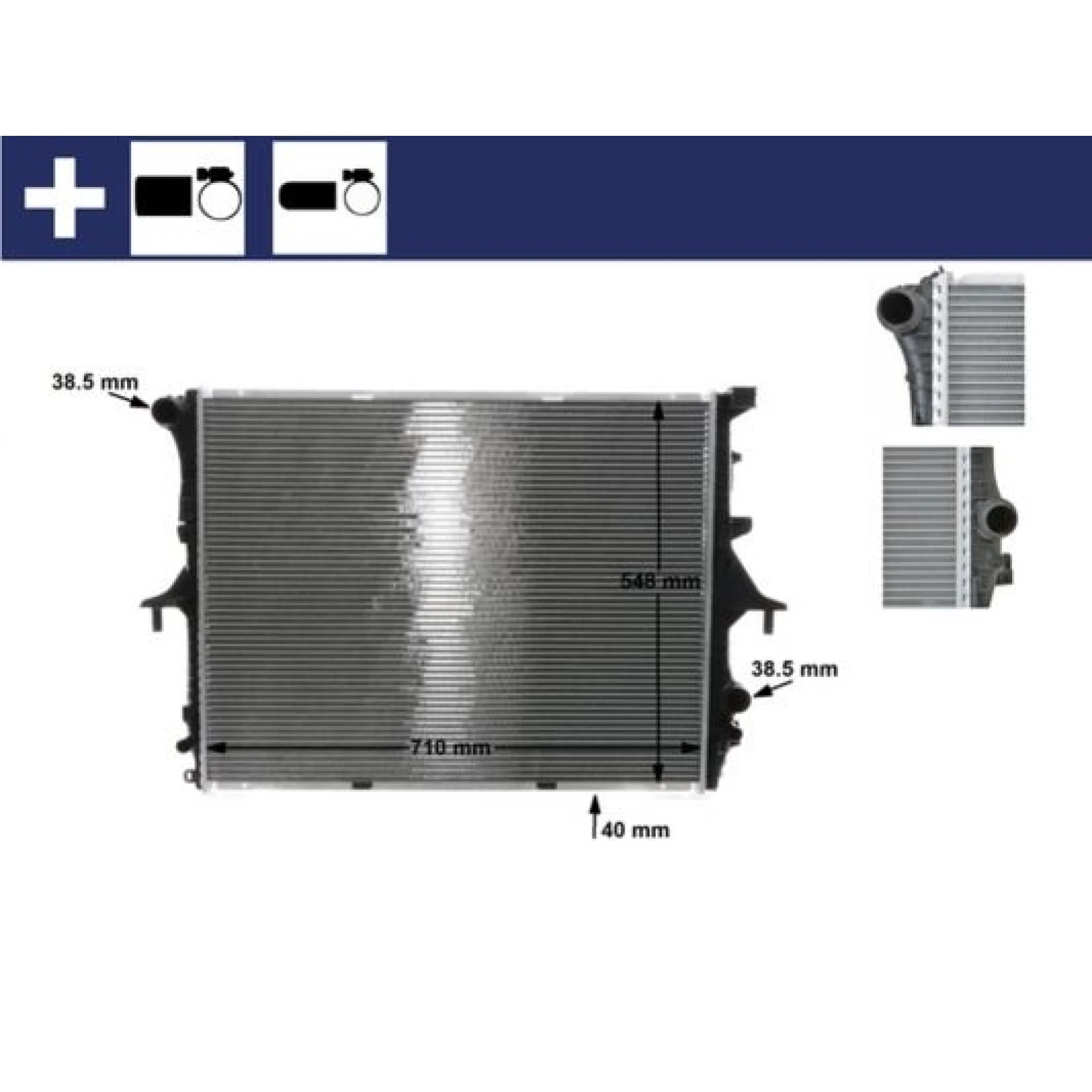 MAHLE Motorkühler / Wasserkühler CR 571 000S, Automatikgetriebe, Netz 710 x 548 x 40 mm – u. a. für VW Touareg (7LA, 7L6, 7L7), Audi Q7 (4LB), Porsche