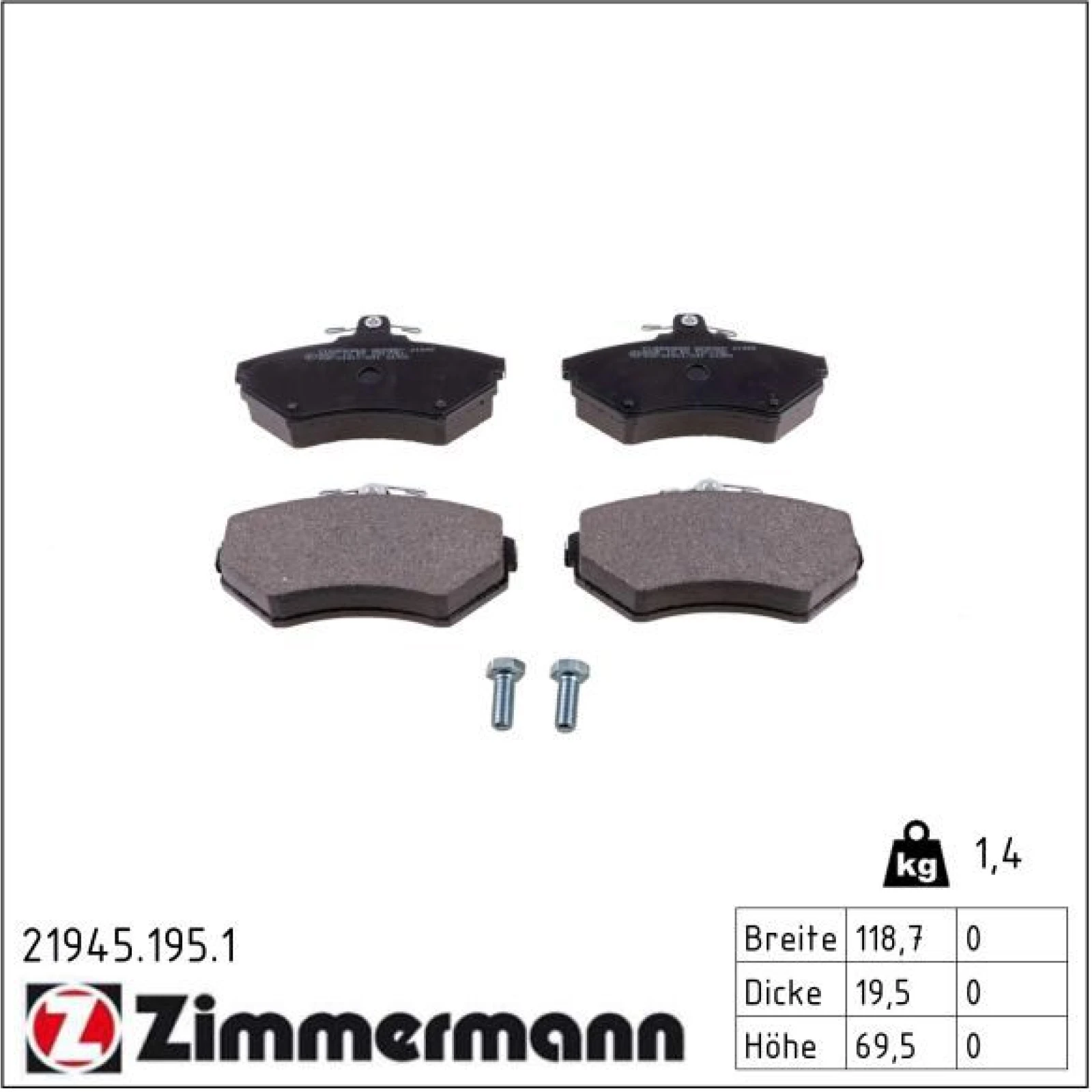 ZIMMERMANN Bremsbeläge 21945.195.1