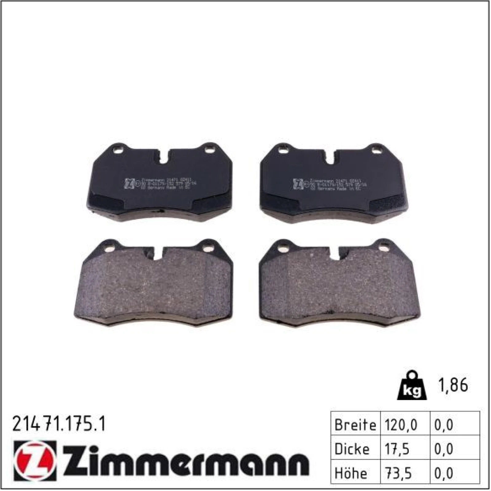 ZIMMERMANN Bremsbeläge 21471.175.1