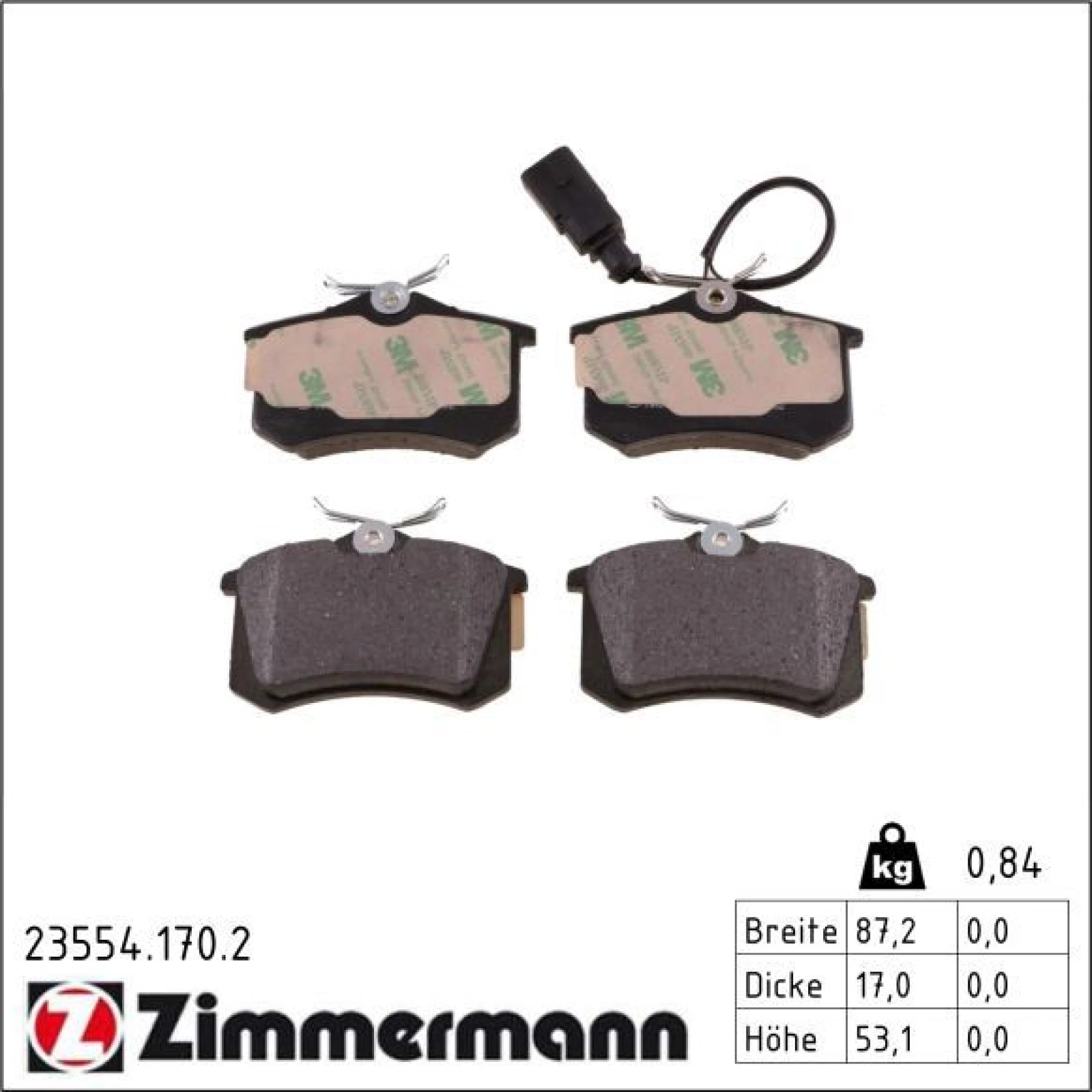 ZIMMERMANN Bremsbeläge 23554.170.2