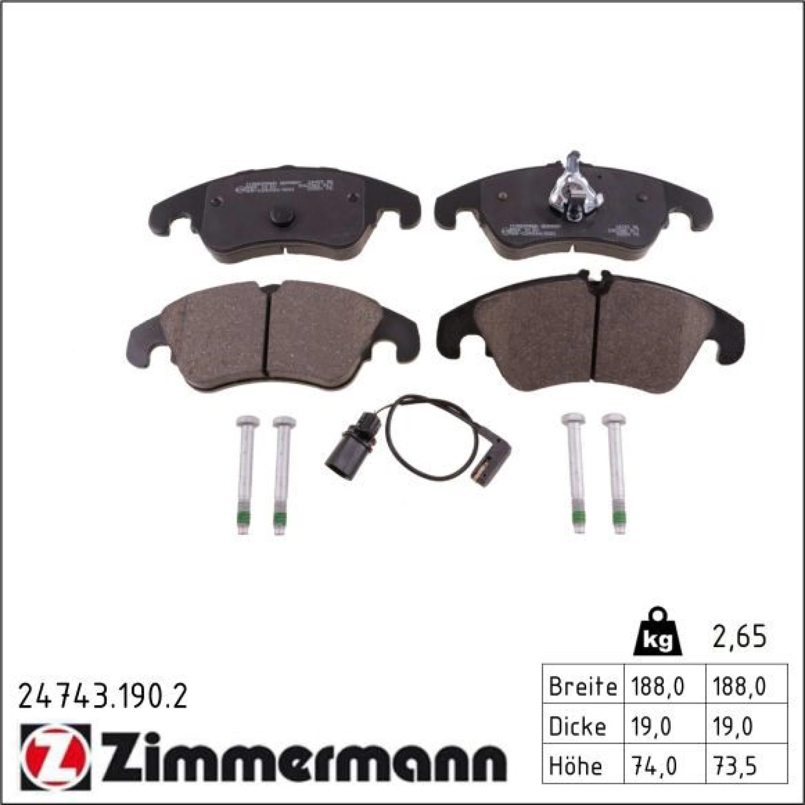 ZIMMERMANN Bremsbeläge 24743.190.2
