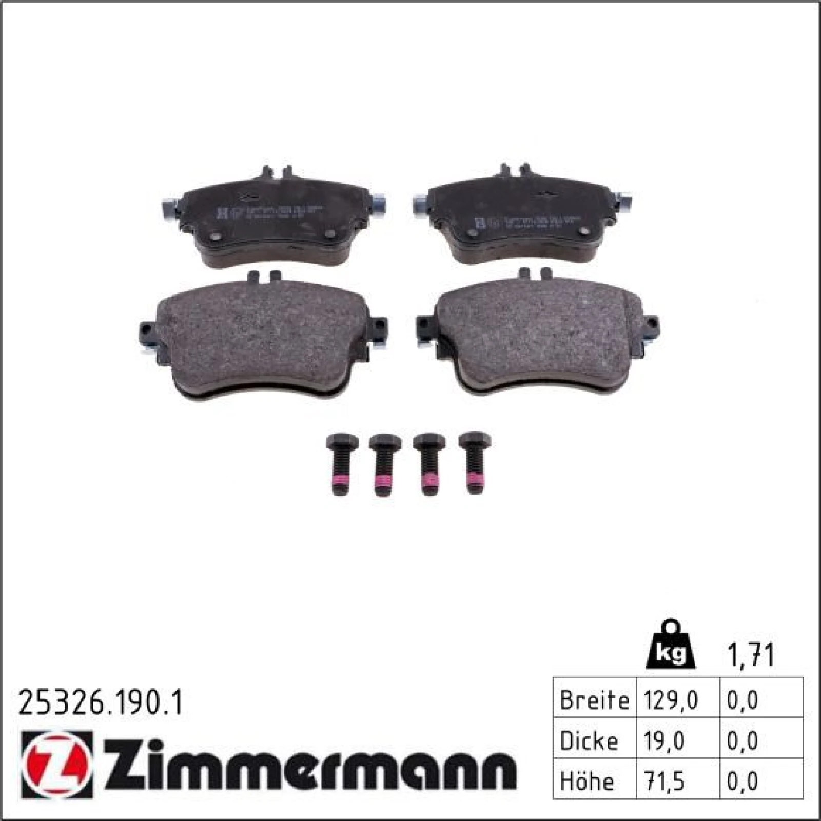 ZIMMERMANN Bremsbeläge 25326.190.1