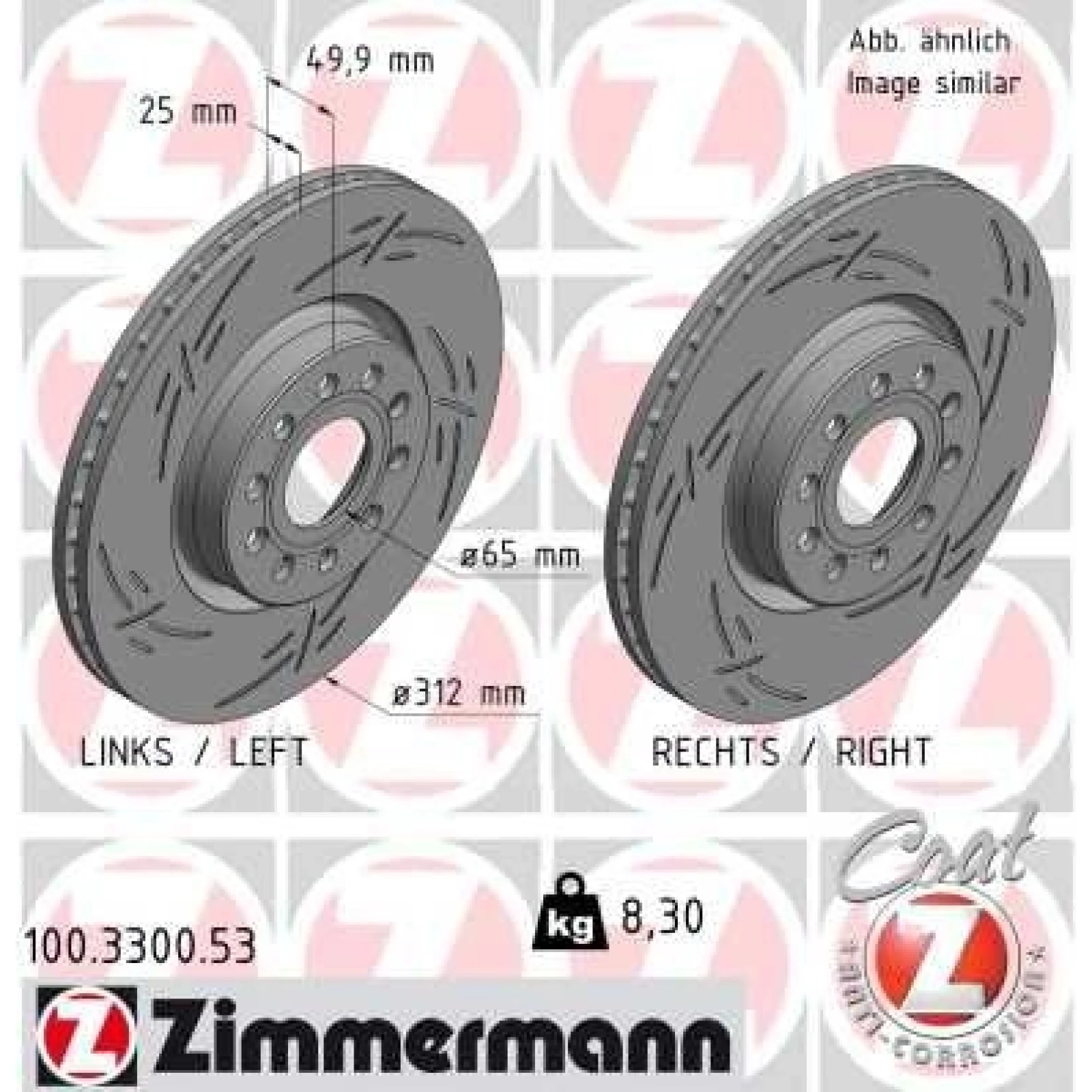 ZIMMERMANN Bremsscheibe 100.3300.53