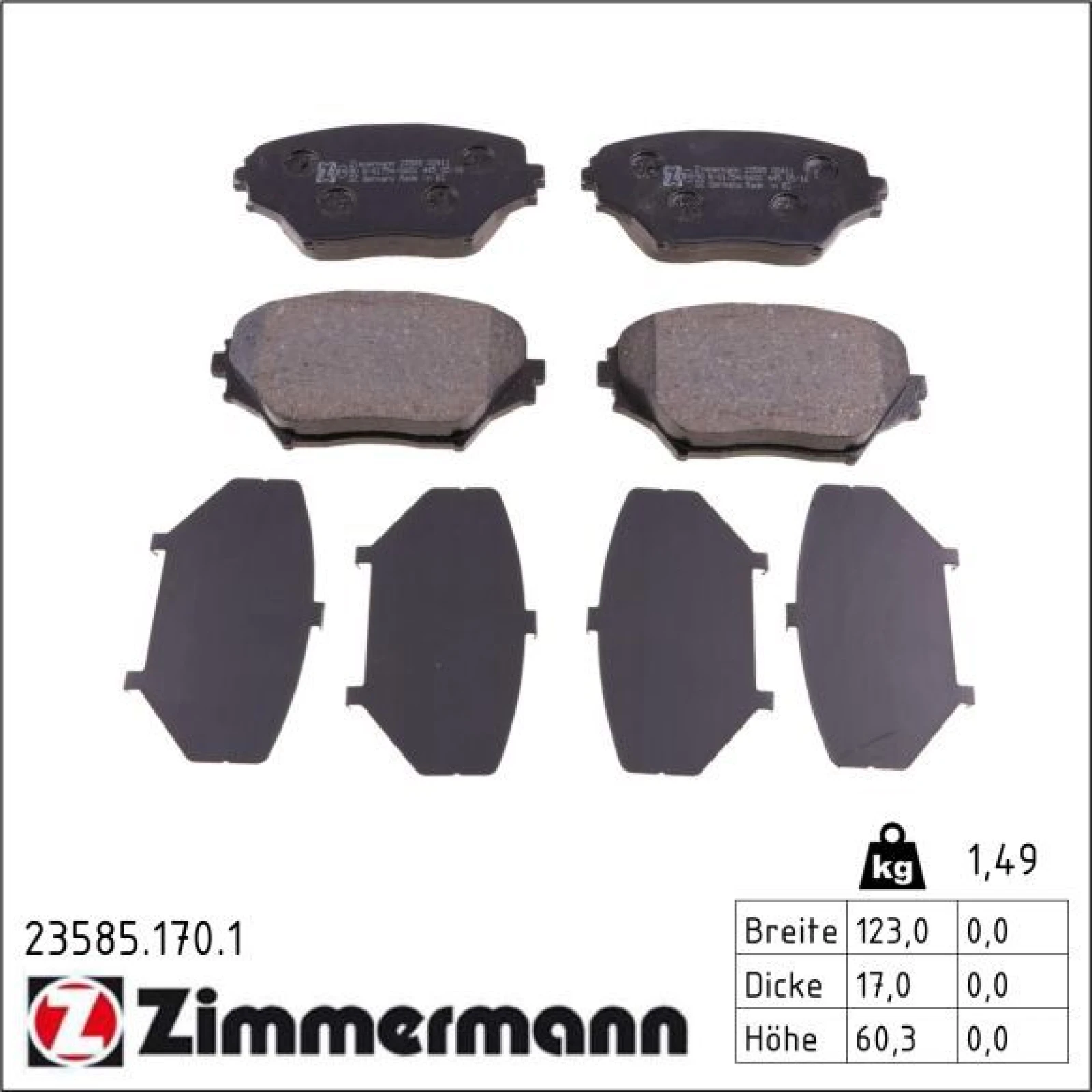 ZIMMERMANN Bremsbeläge 23585.170.1