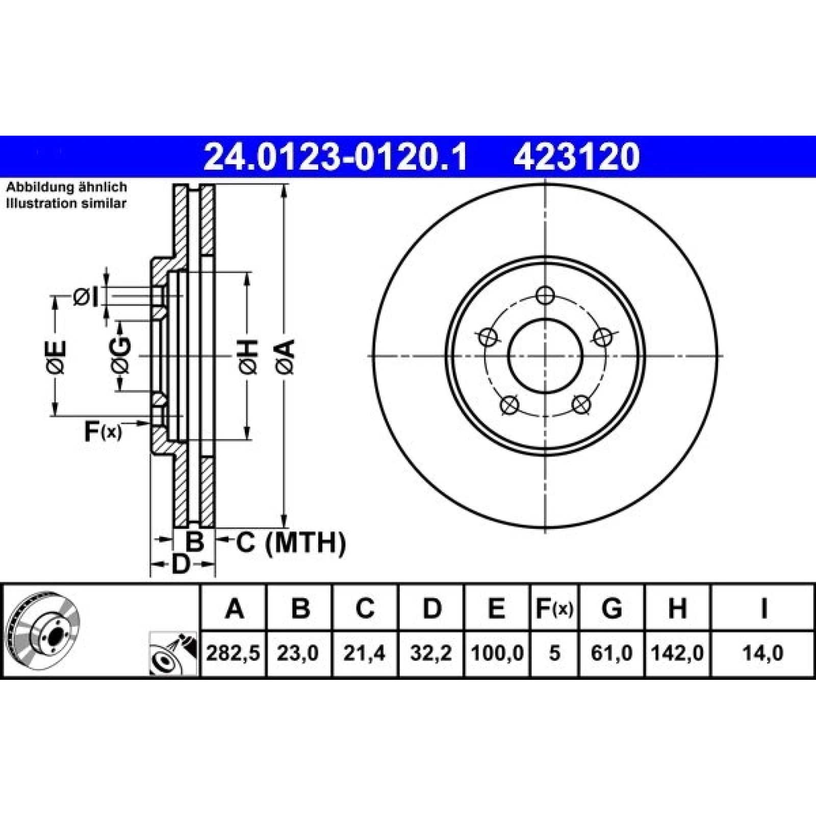 ATE Bremsscheibe 24.0123-0120.1
