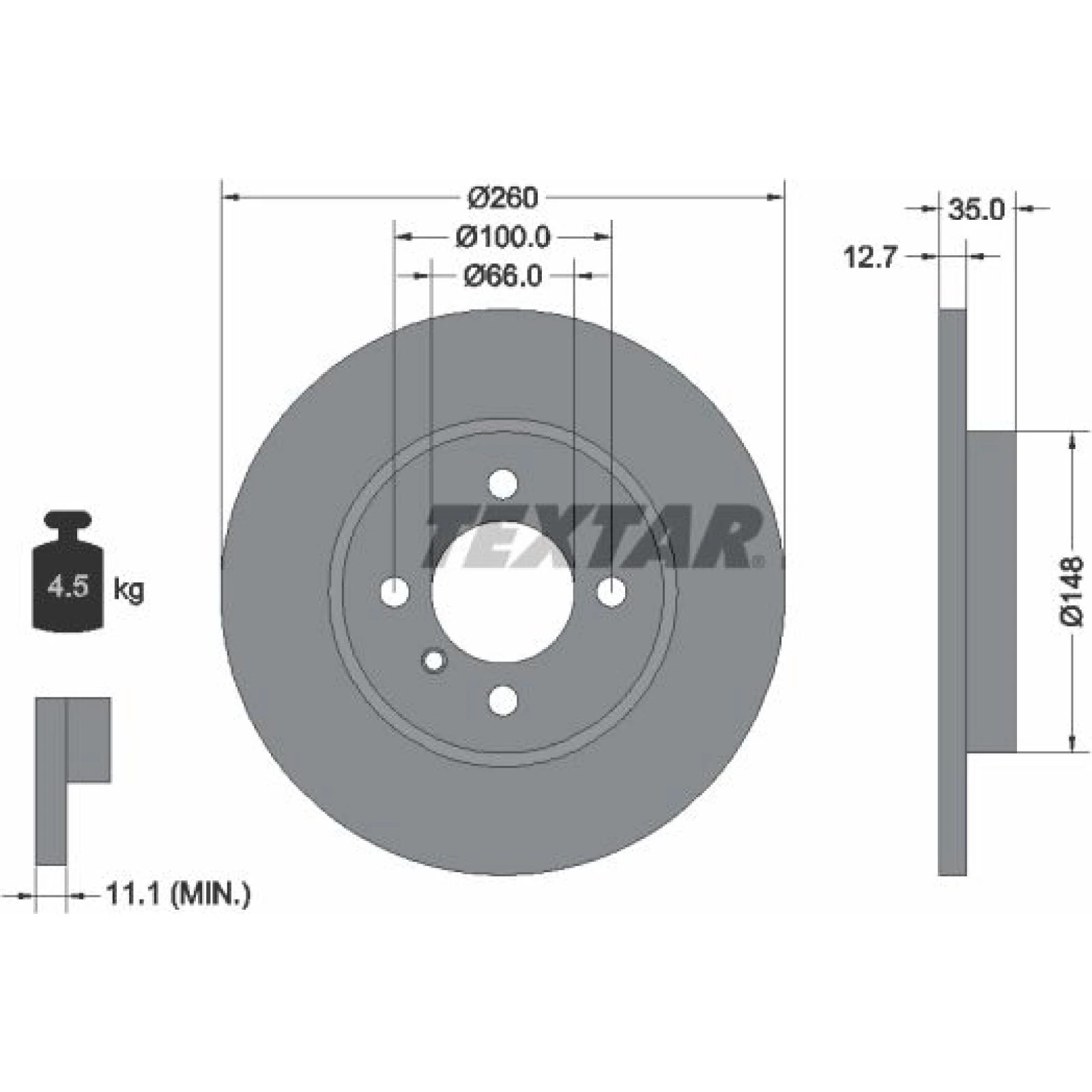 Textar Bremsscheibe Bmw P. E30 82-91 92026400