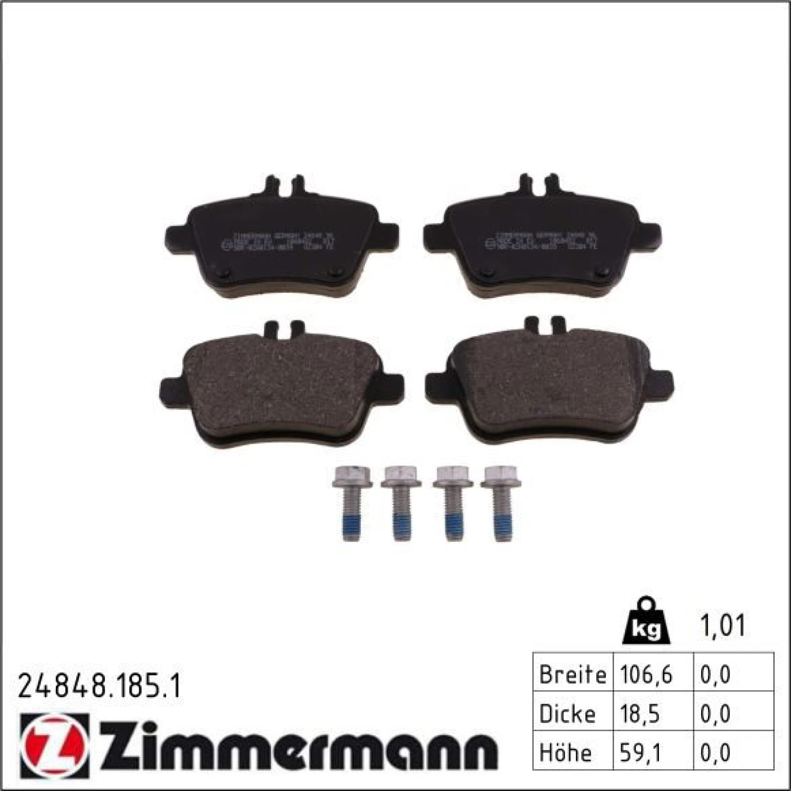 ZIMMERMANN Bremsbeläge 24848.185.1