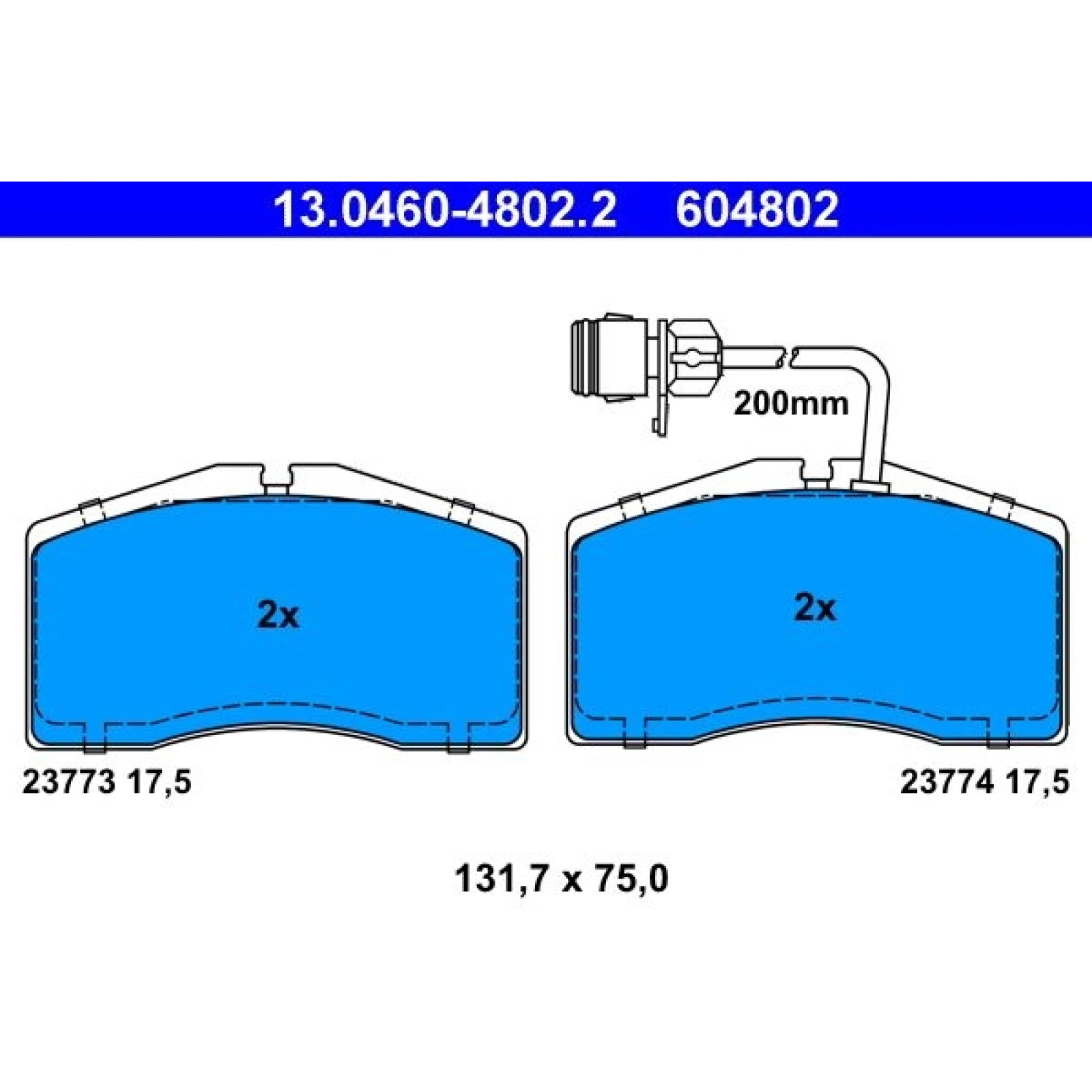 Bremsbelagsatz, Scheibenbremse 13.0460-4802.2