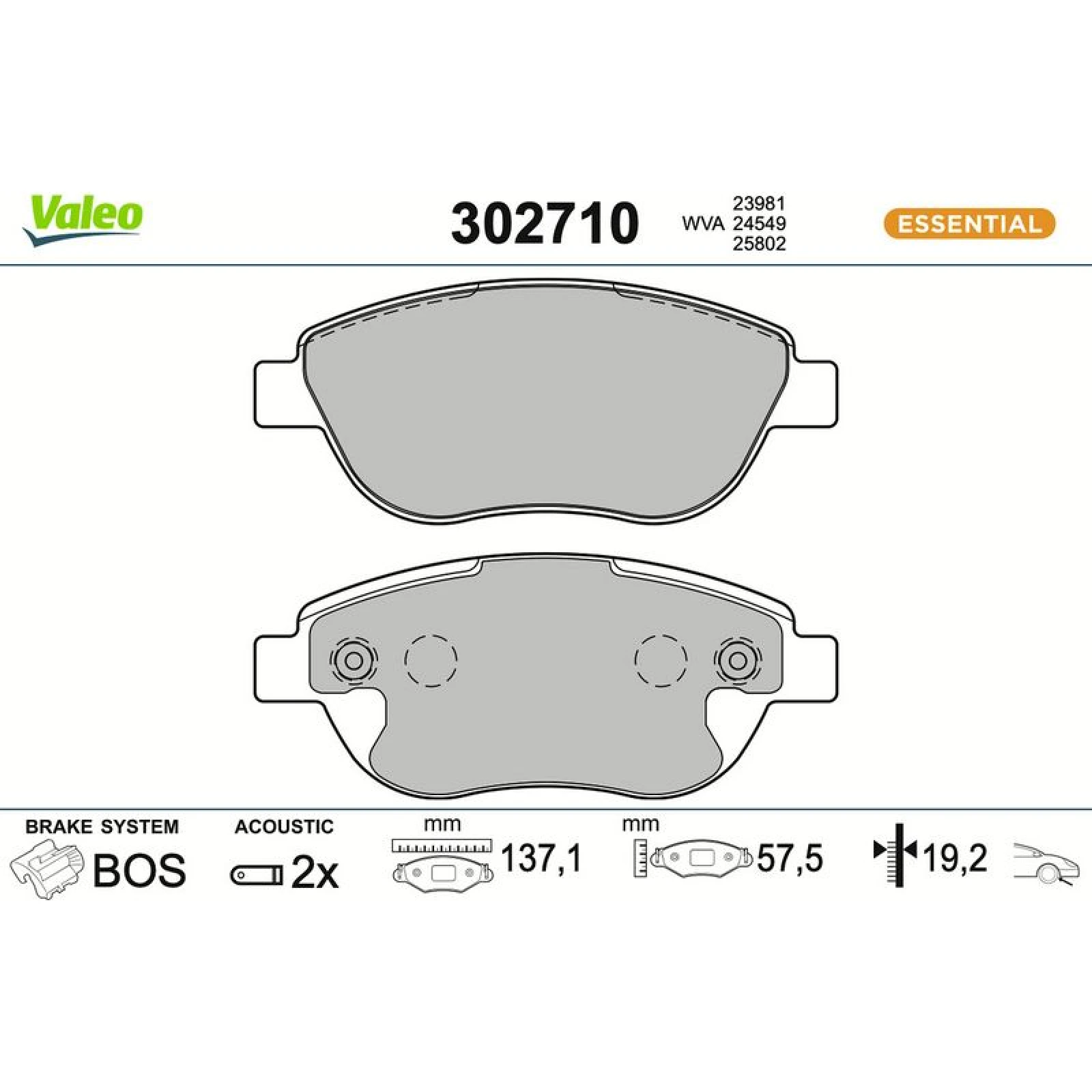 VALEO Bremsbeläge 302710