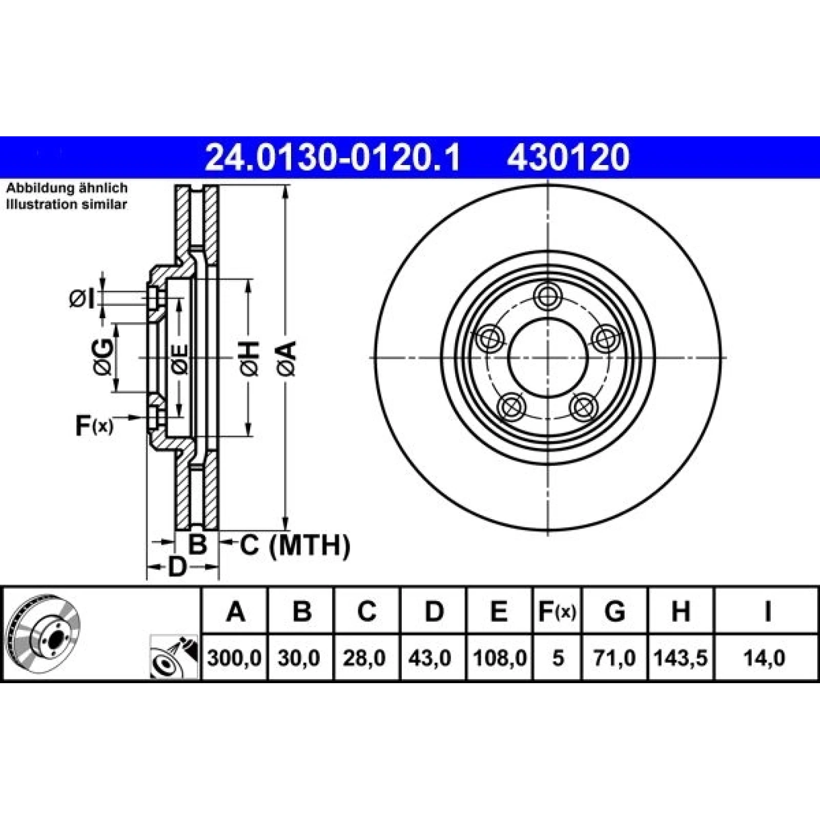 ATE Bremsscheibe 24.0130-0120.1