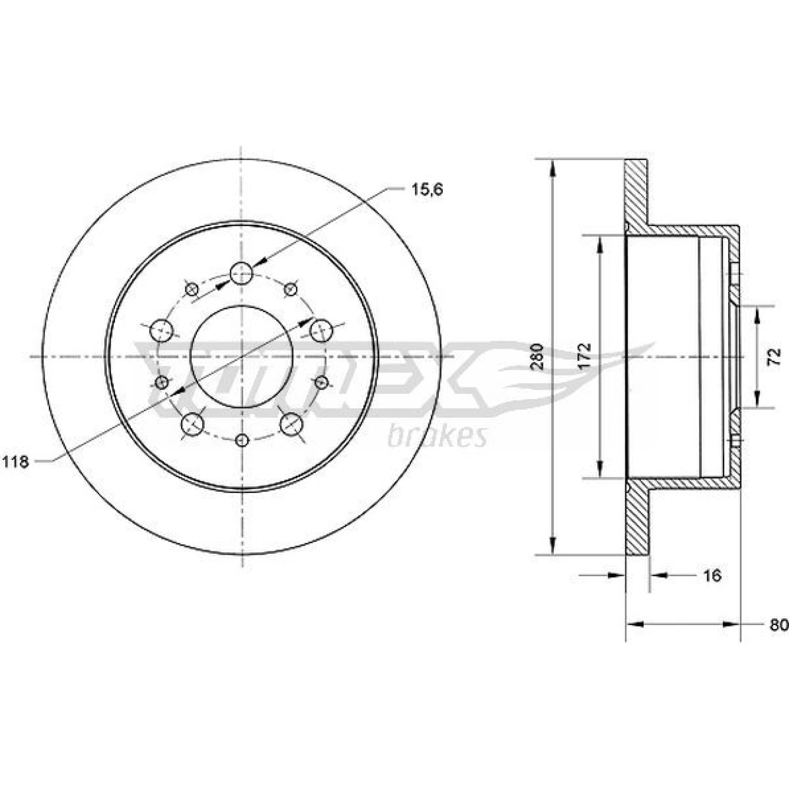TOMEX brakes Bremsscheibe TX 70-61