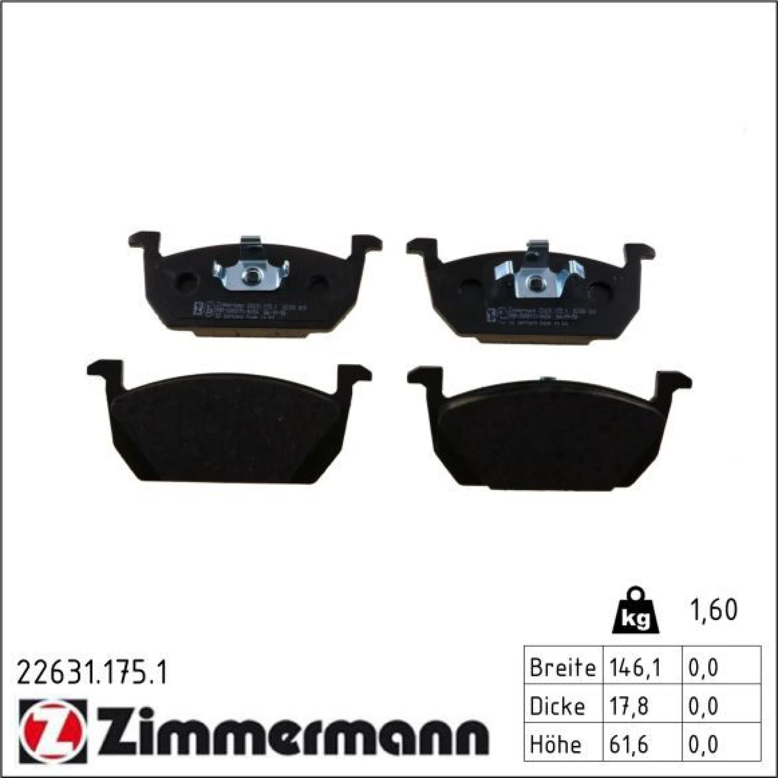 ZIMMERMANN Bremsbelagsatz, Scheibenbremse 22631.175.1