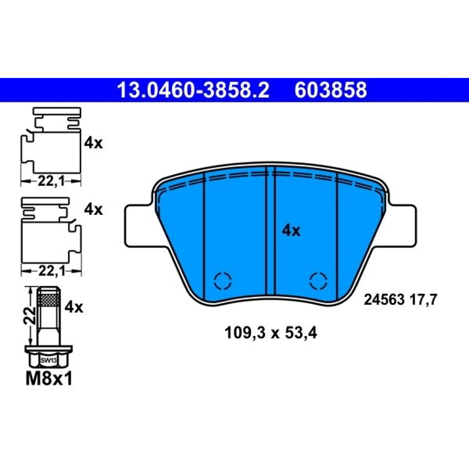 Bremsbelagsatz Vw T. A3/Golf Vi/Octavia/Superb/Yeti 13.0460-3858.2
