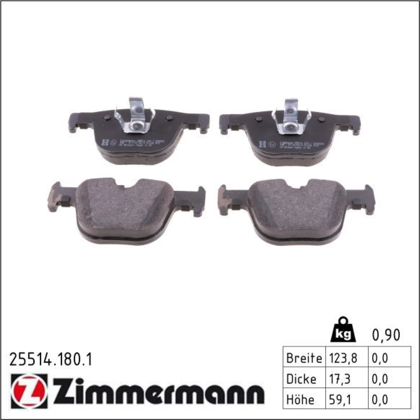 ZIMMERMANN Bremsbeläge 25514.180.1