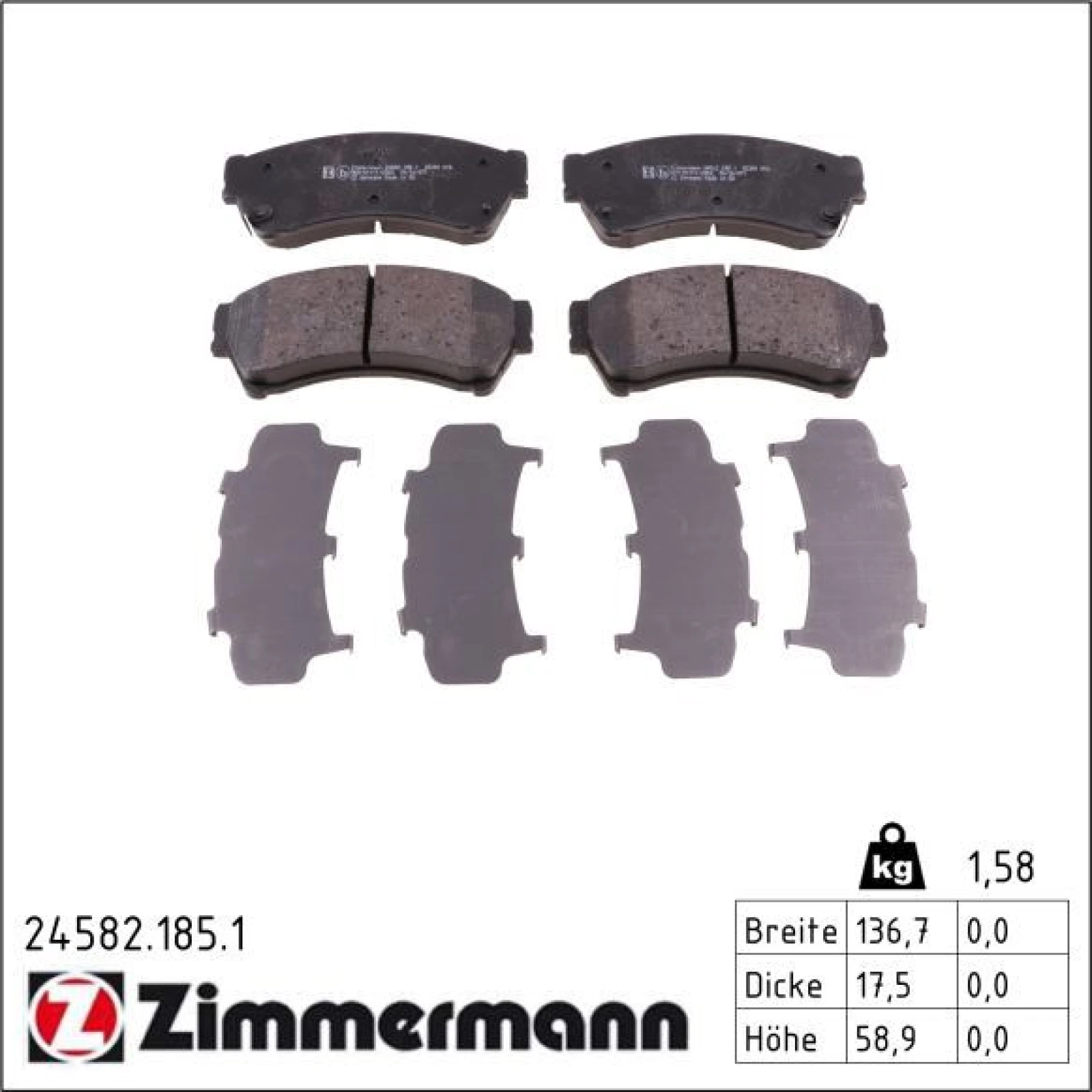 ZIMMERMANN Bremsbeläge 24582.185.1