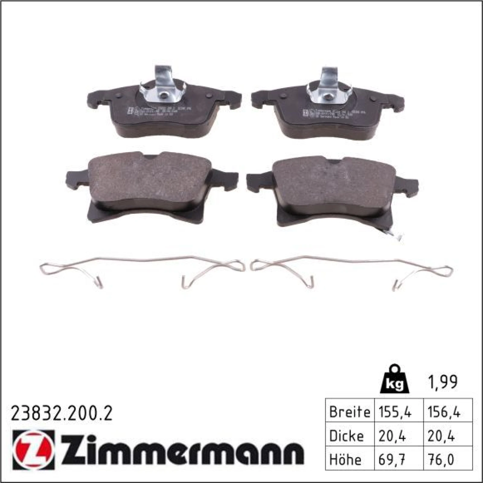 ZIMMERMANN Bremsbeläge 23832.200.2