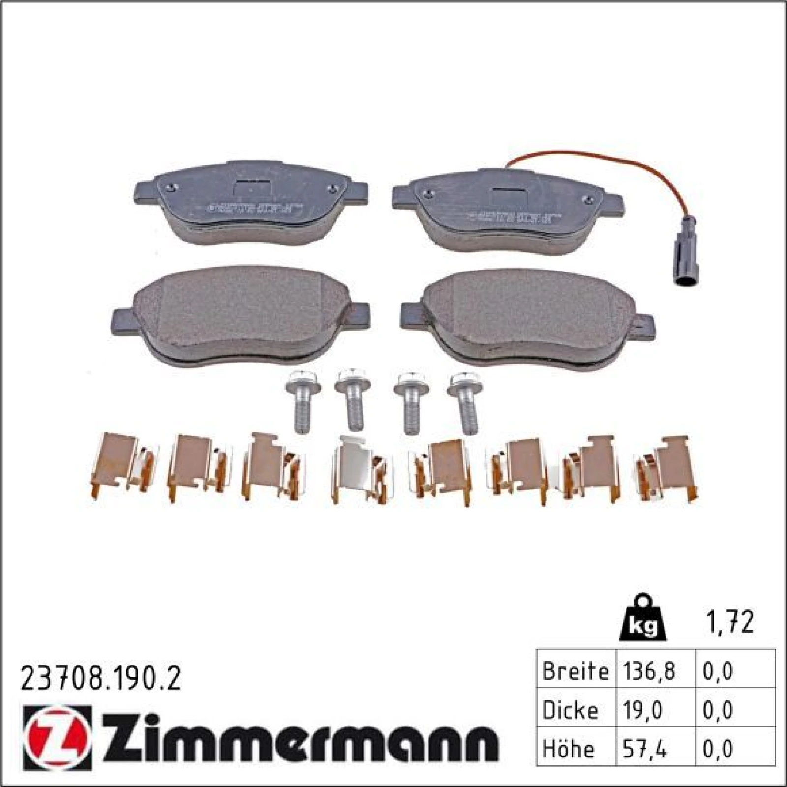 23708.190.2 ZIMMERMANN Bremsbeläge 23708.190.2