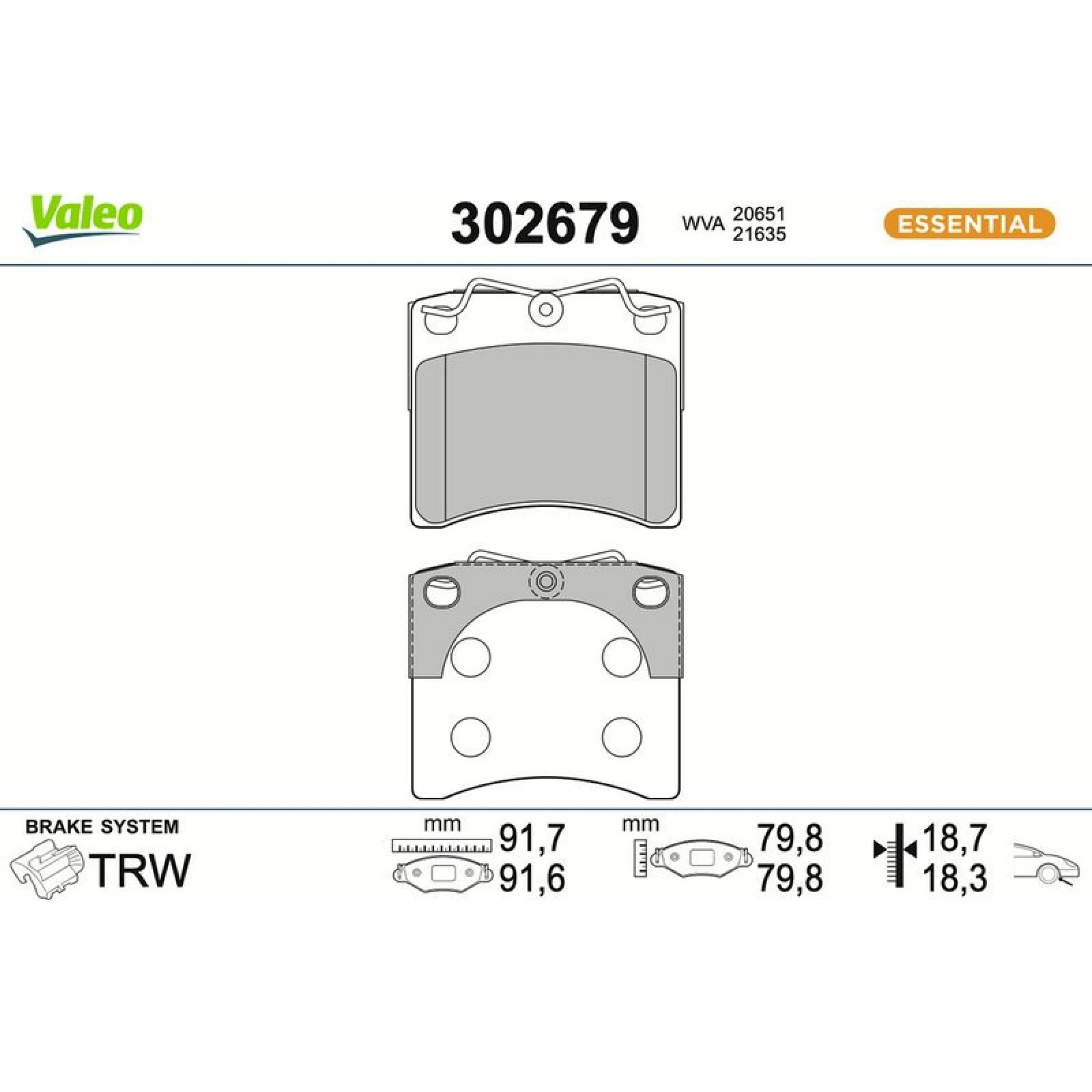 VALEO Bremsbeläge 302679