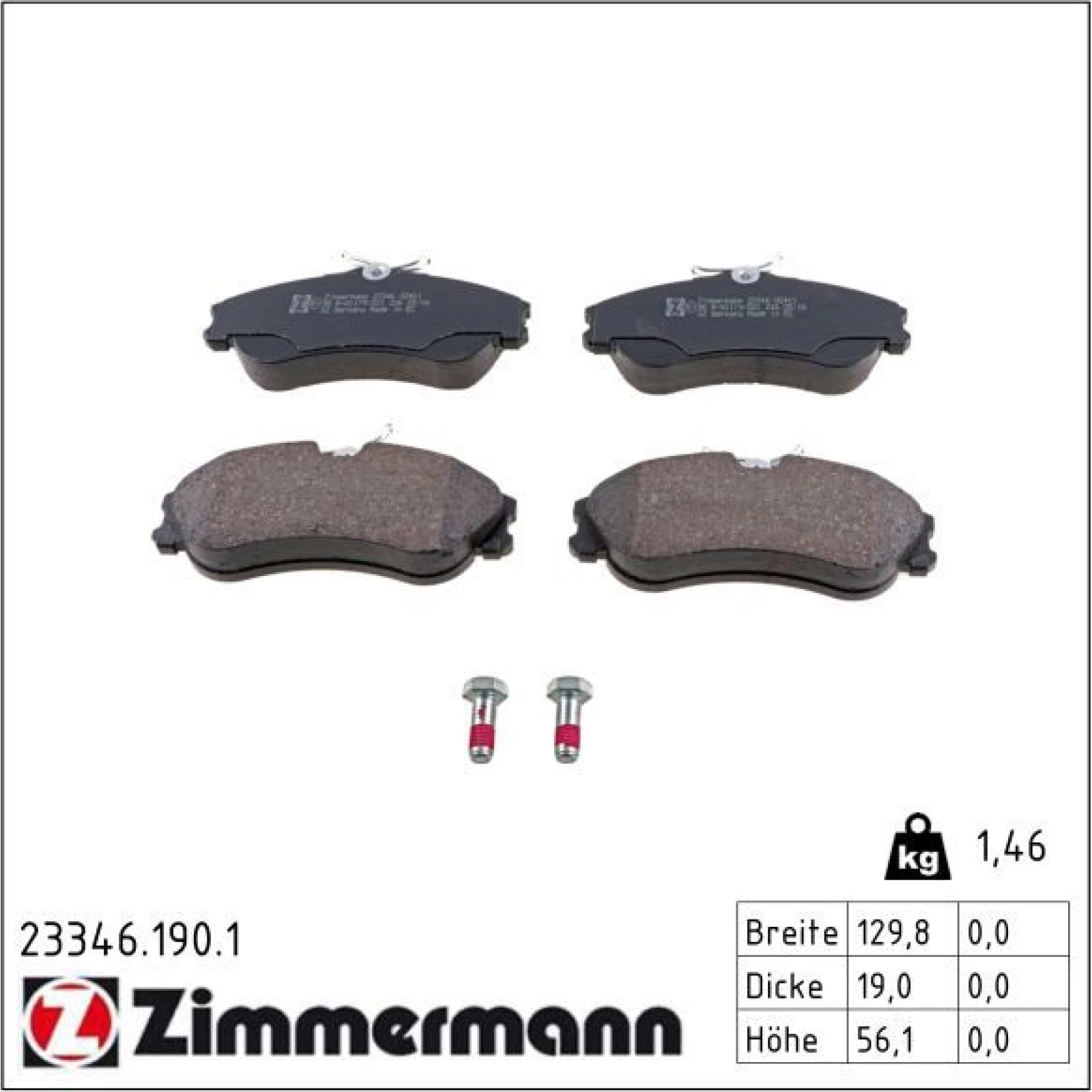ZIMMERMANN Bremsbeläge 23346.190.1