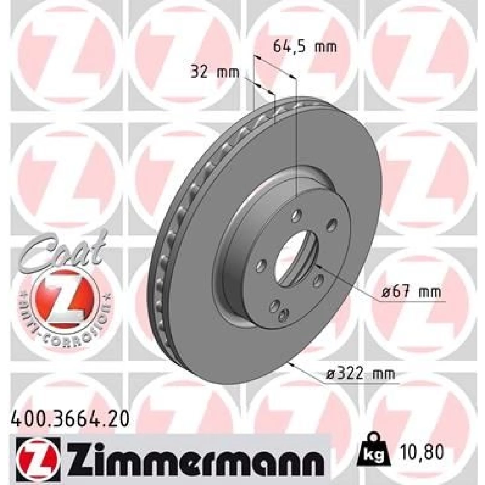 ZIMMERMANN Bremsscheibe 400.3664.20