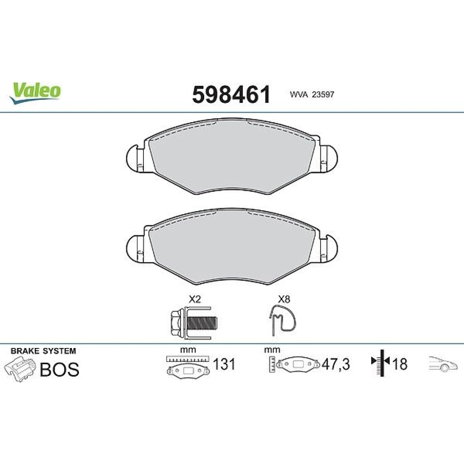 VALEO Bremsbeläge 598461