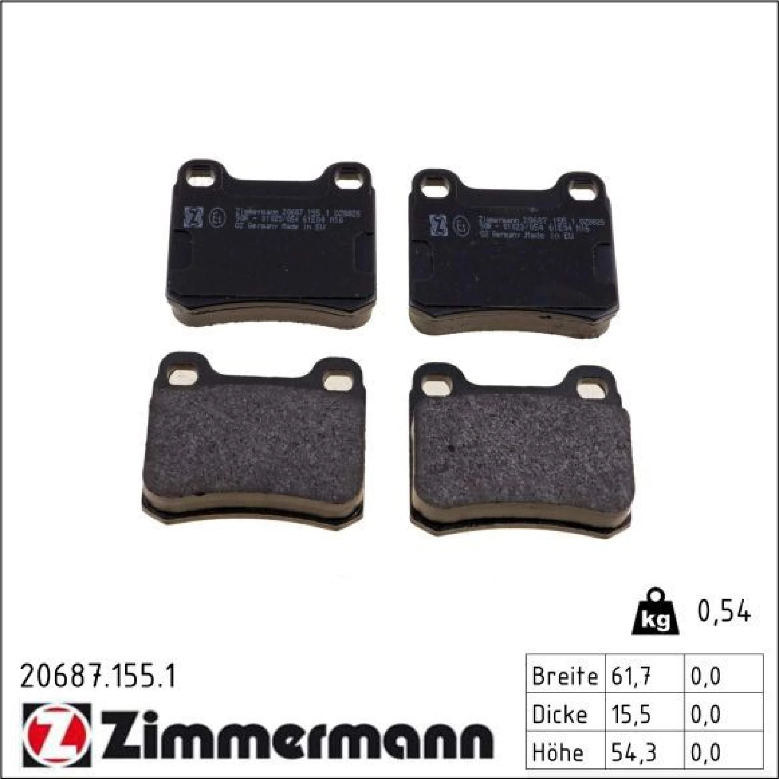 ZIMMERMANN Bremsbeläge 20687.155.1