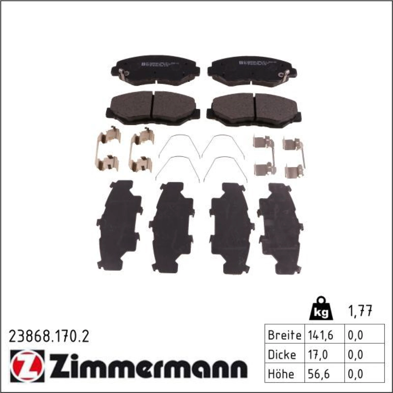 ZIMMERMANN Bremsbeläge 23868.170.2