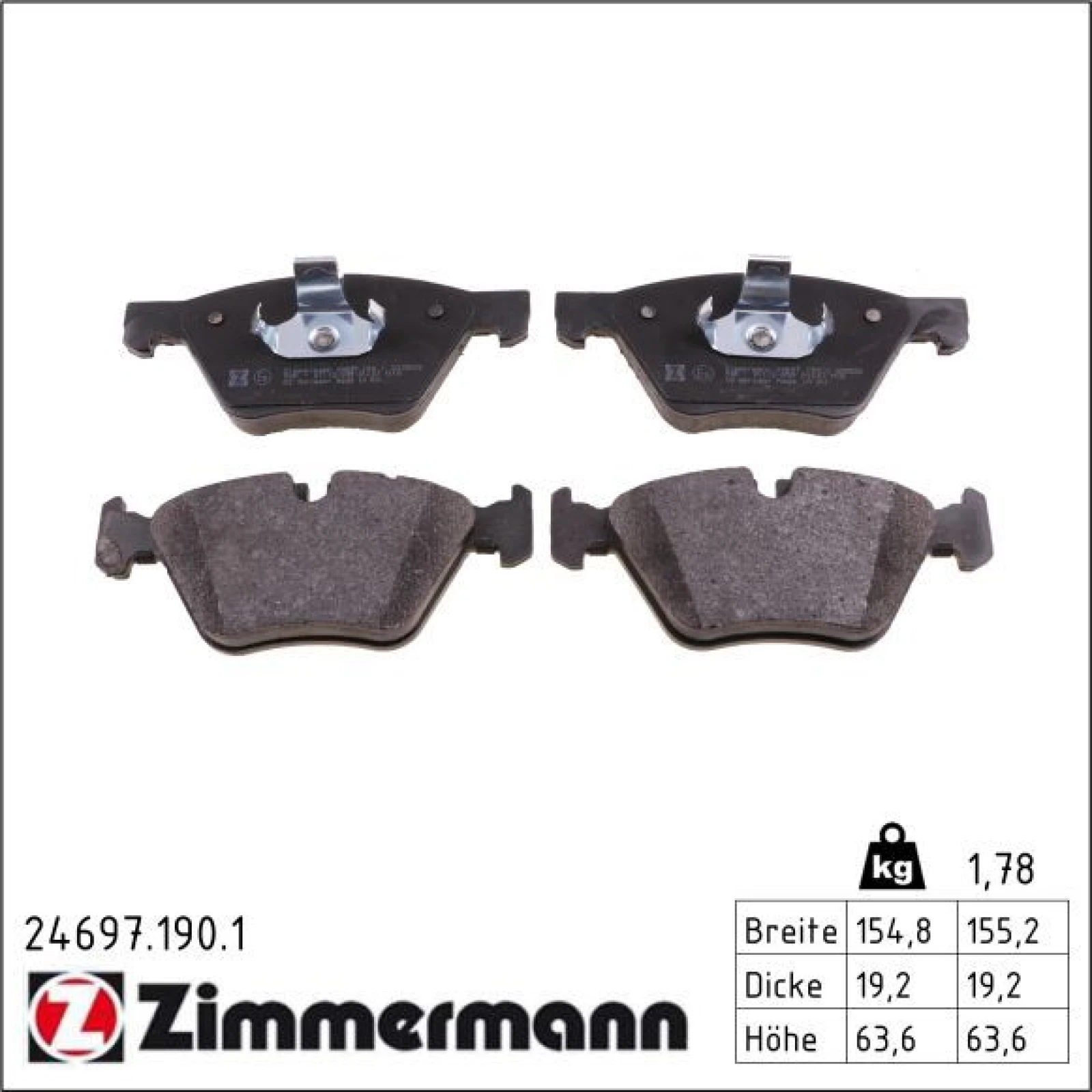 ZIMMERMANN Bremsbeläge 24697.190.1