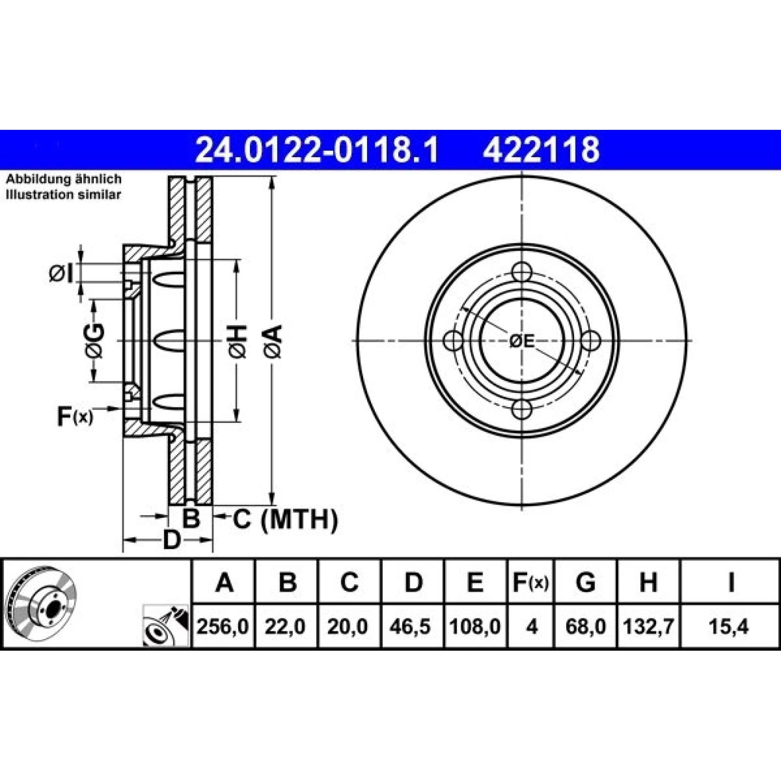 ATE Bremsscheibe 24.0122-0118.1