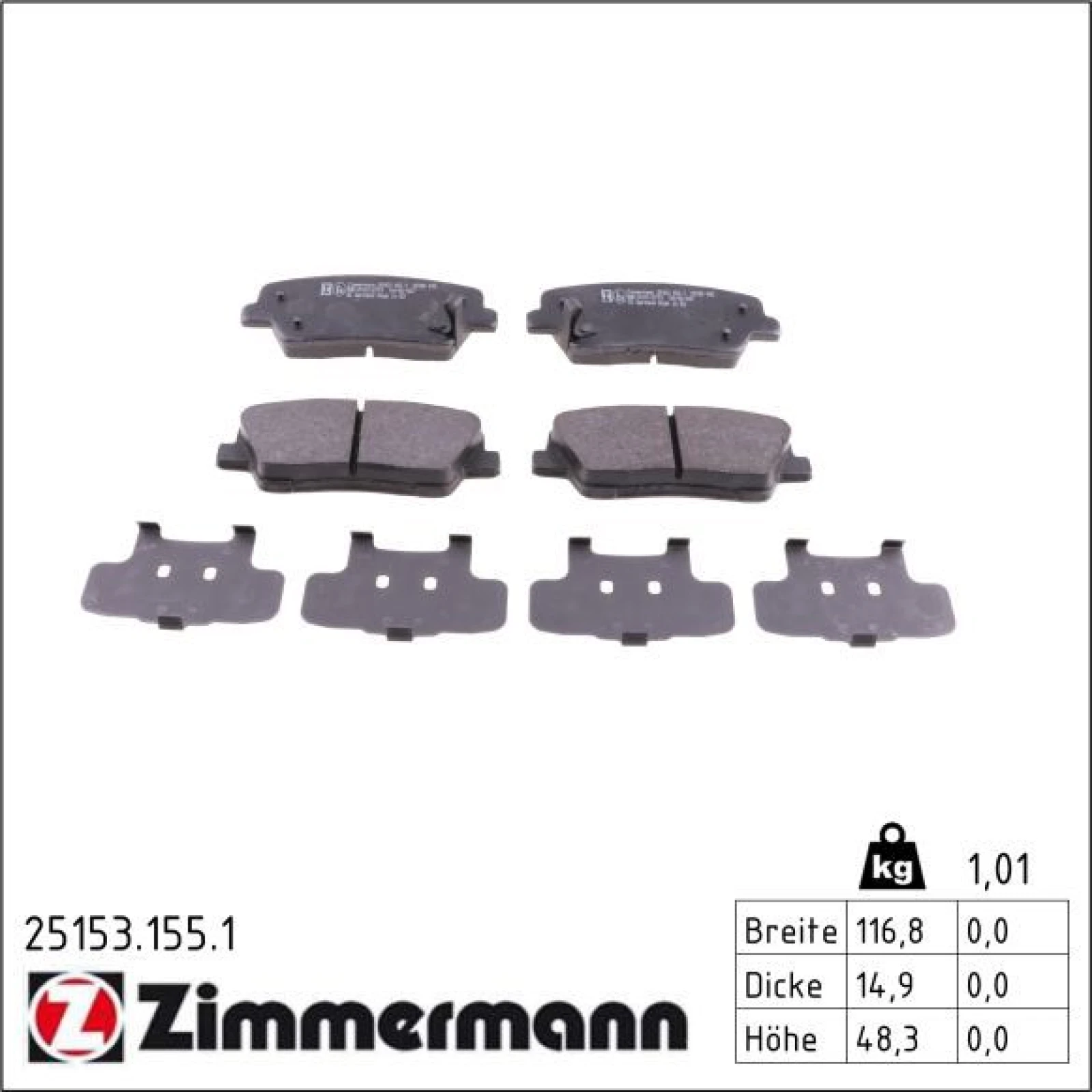 ZIMMERMANN Bremsbeläge 25153.155.1