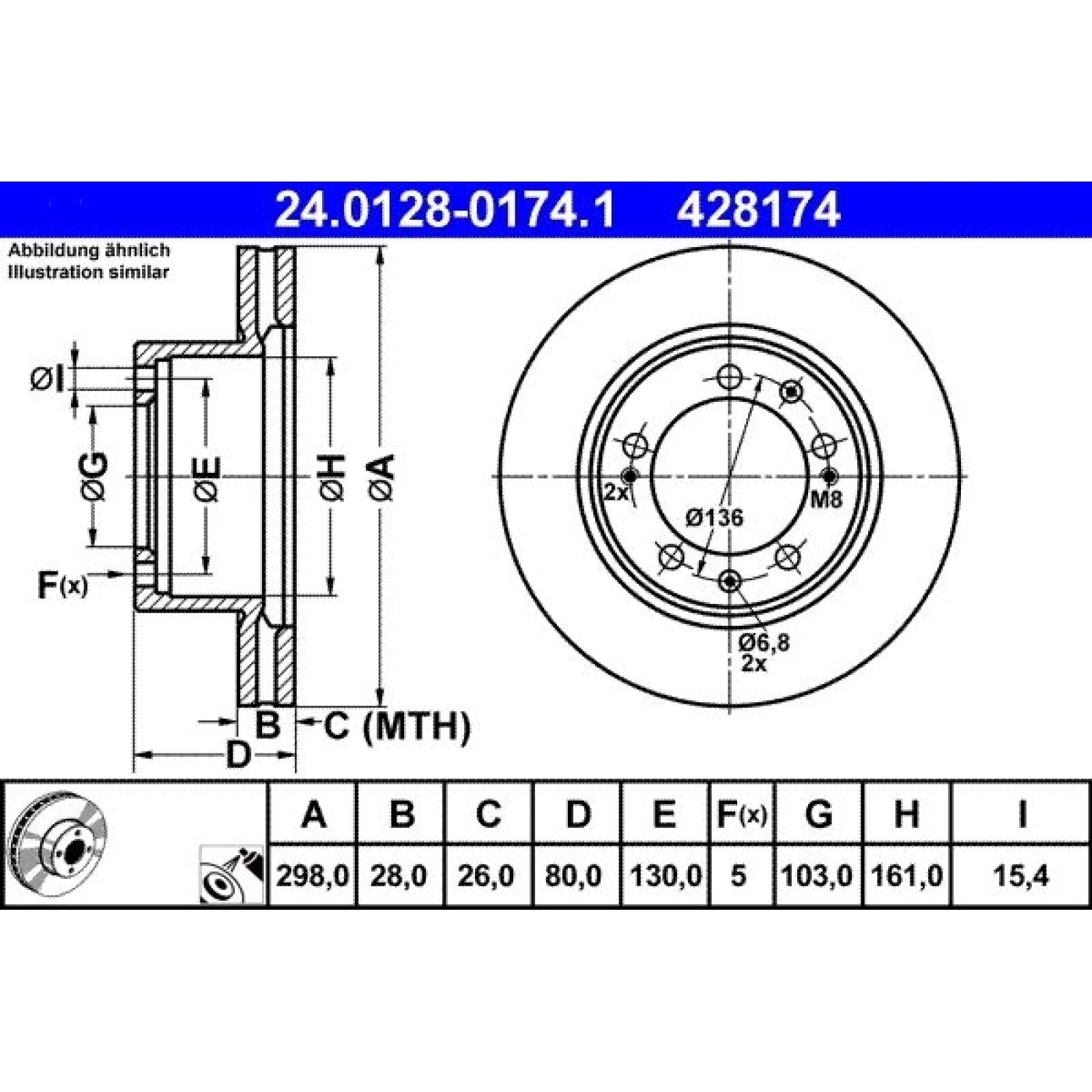 ATE Bremsscheibe 24.0128-0174.1
