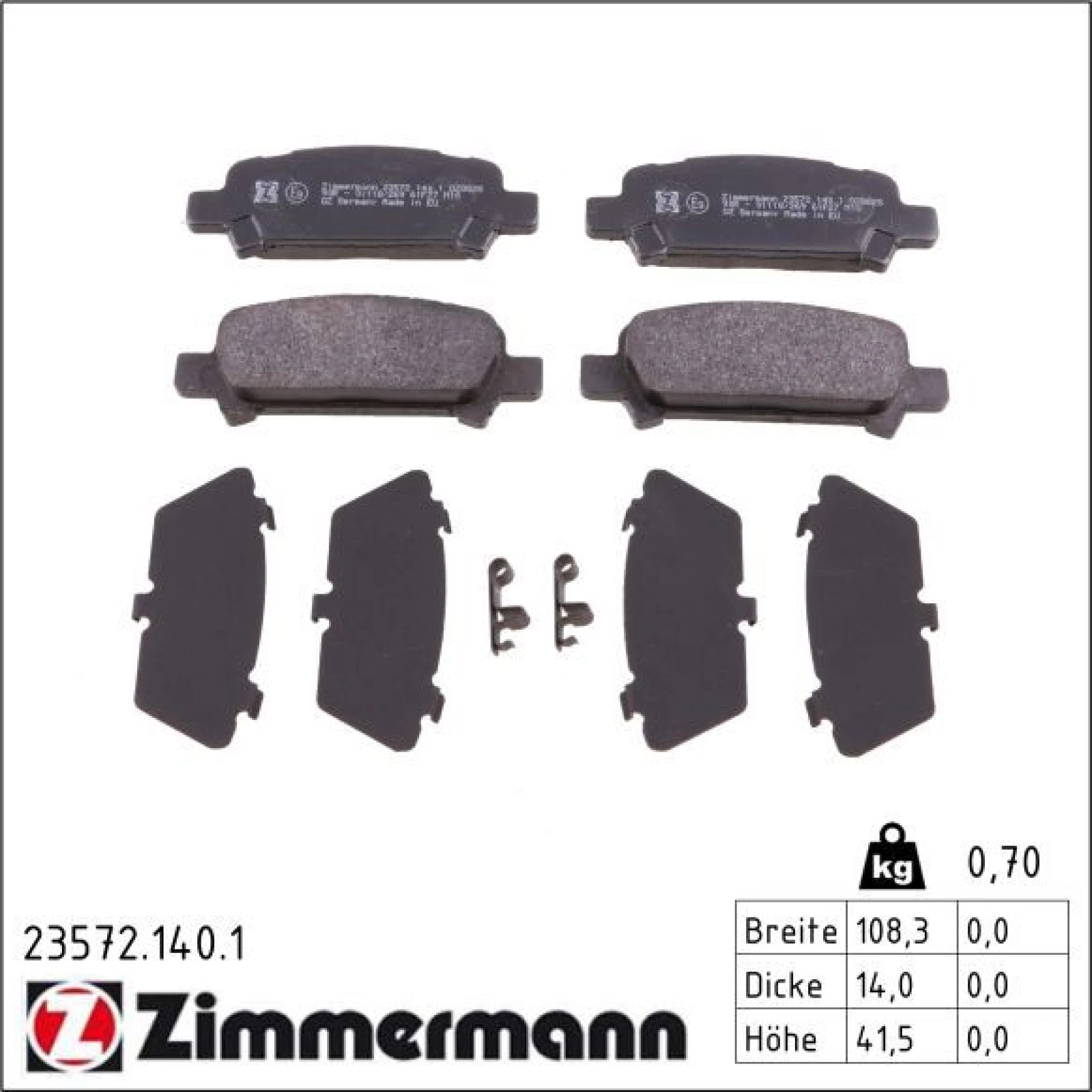ZIMMERMANN Bremsbeläge 23572.140.1