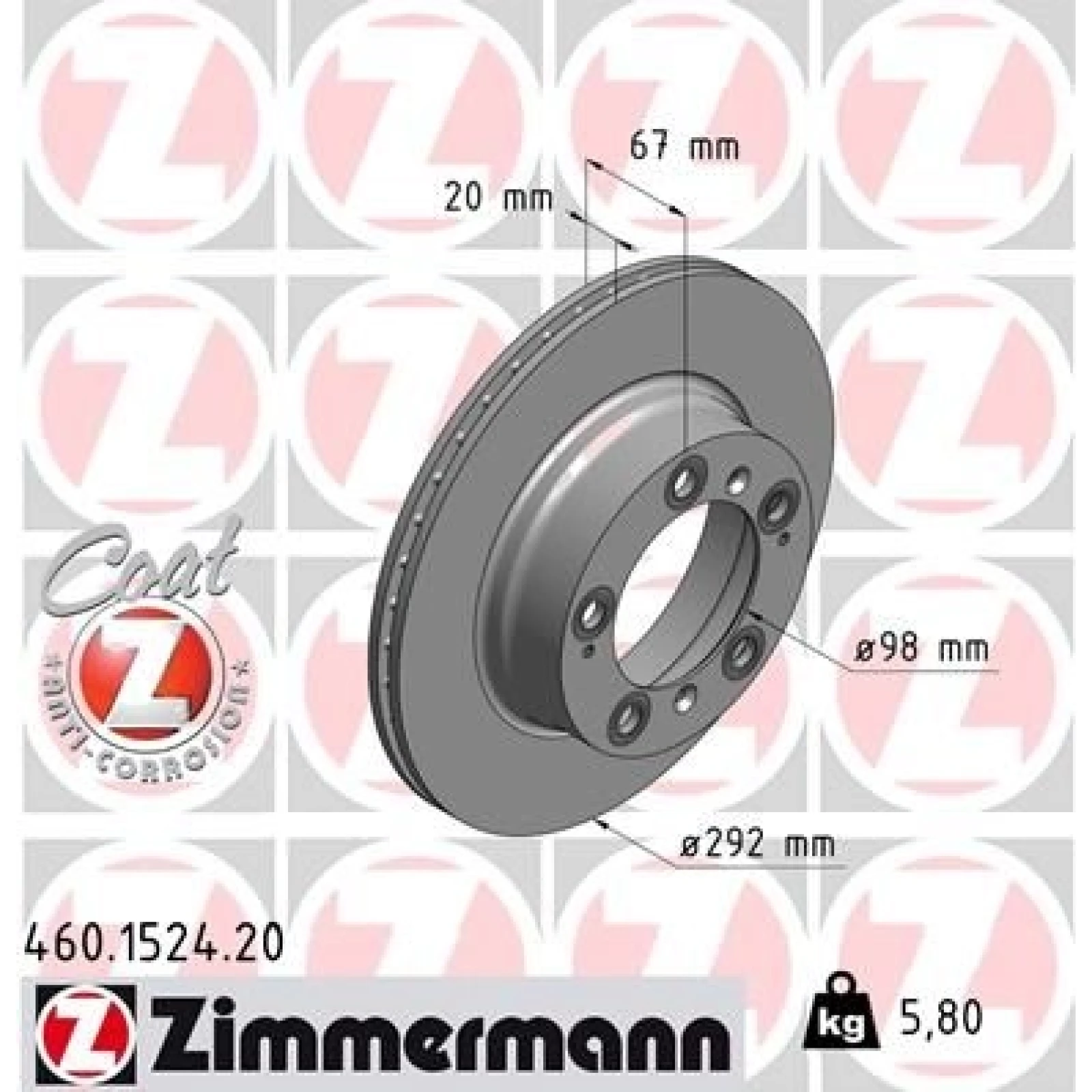 ZIMMERMANN Bremsscheibe 460.1524.20