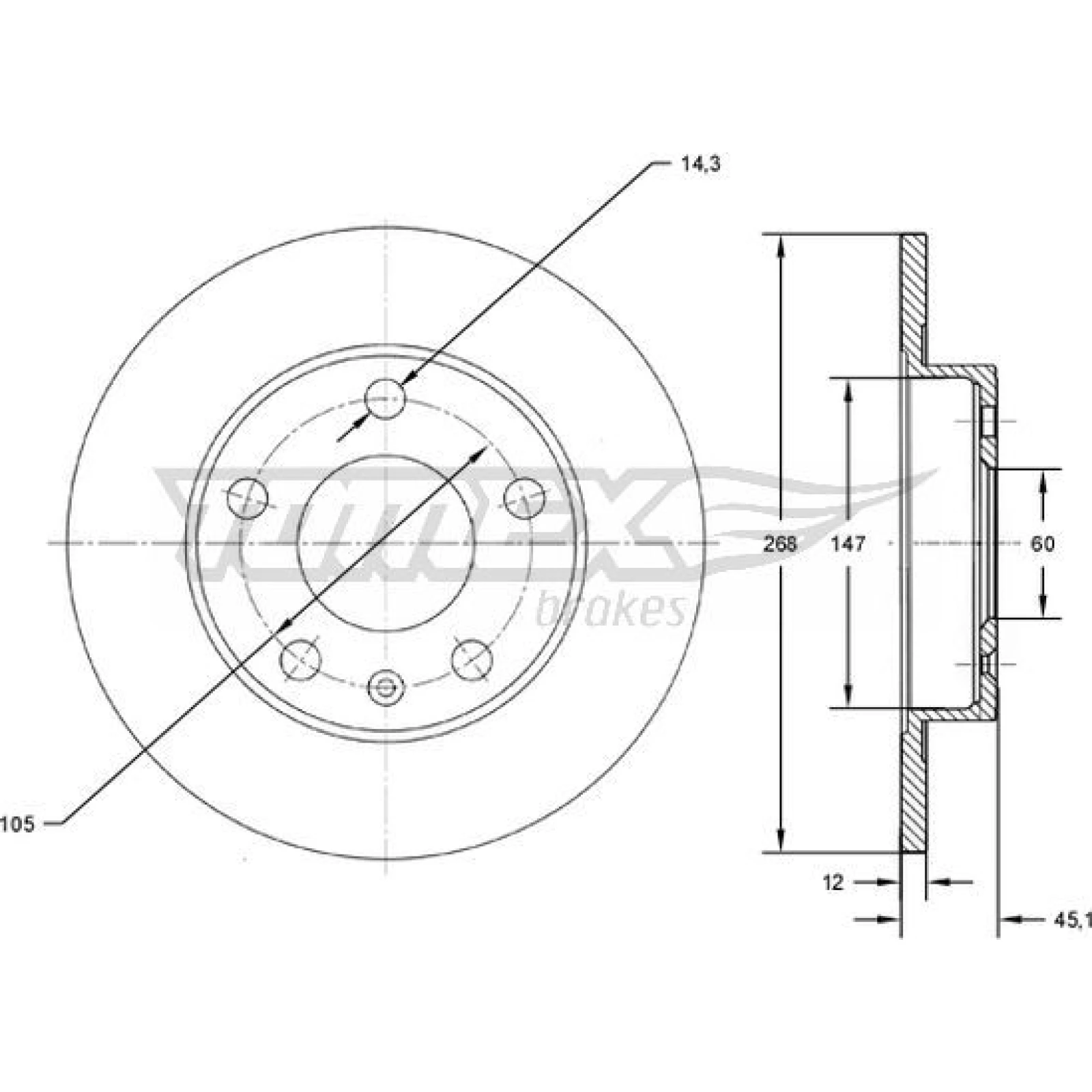 TOMEX brakes Bremsscheibe TX 72-65