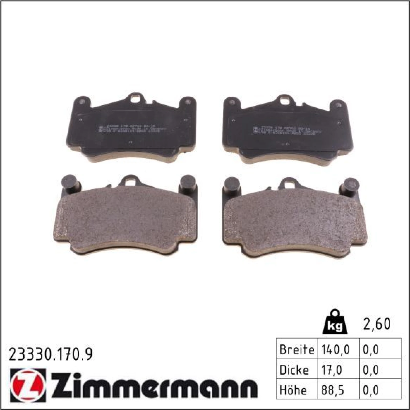 ZIMMERMANN Bremsbeläge 23330.170.9