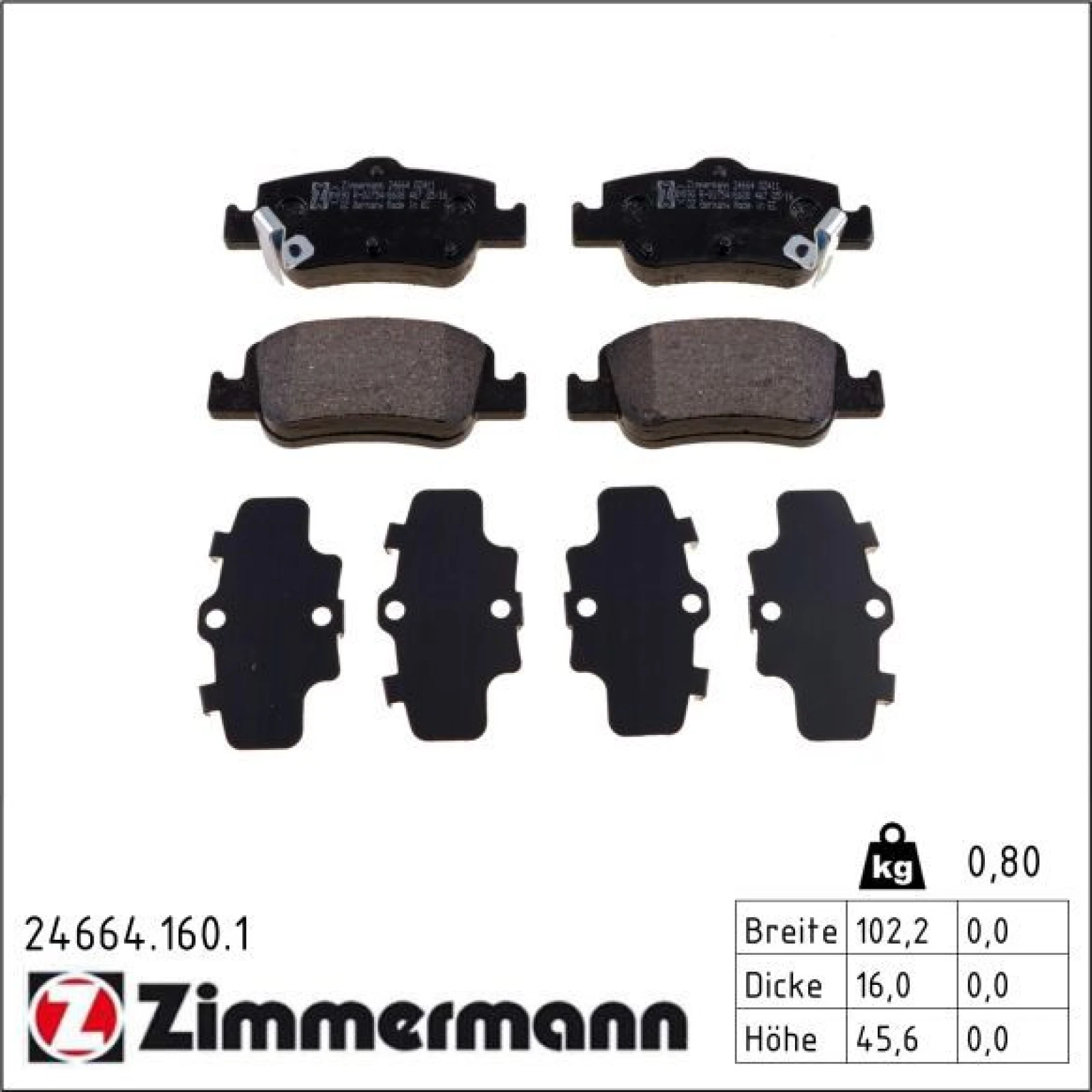 ZIMMERMANN Bremsbeläge 24664.160.1