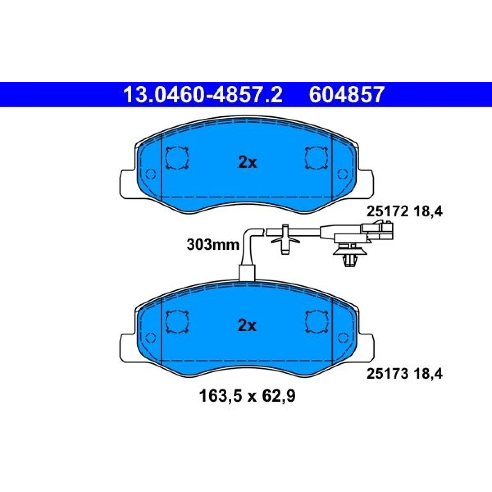 Bremsbelagsatz Opel T. Movano 2.3 Cdti 10 13.0460-4857.2