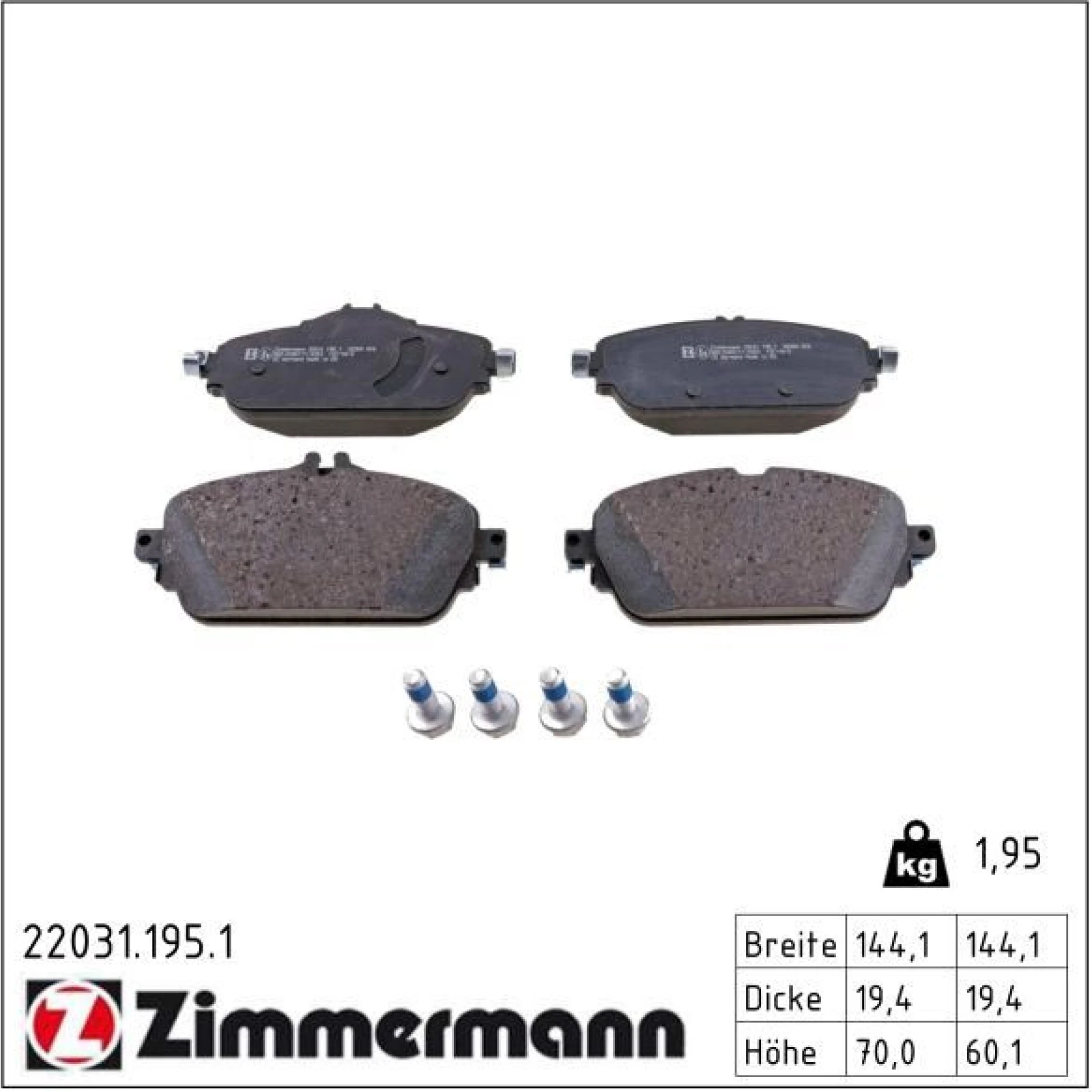 ZIMMERMANN Bremsbeläge 22031.195.1