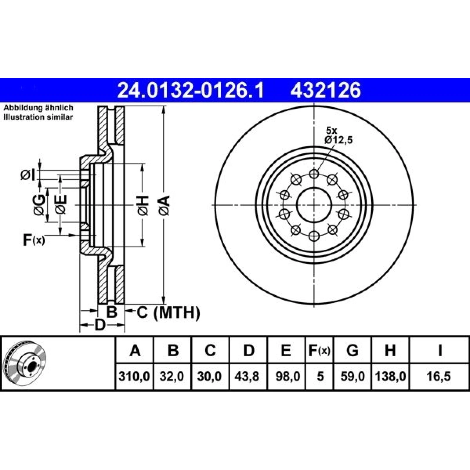 Bremsscheibe Citroen P. C8 2.0-2.2 Hdi 06-14 24.0132-0126.1