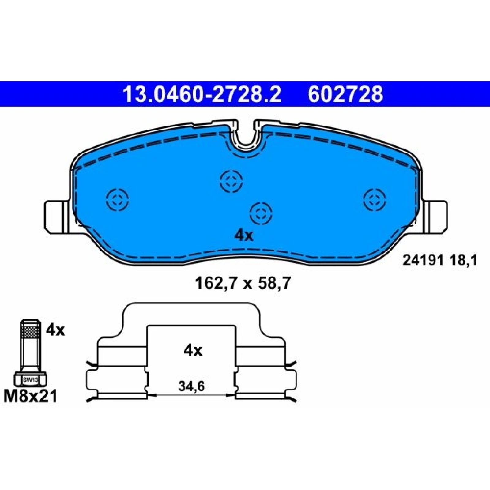 Bremsbelagsatz Land Rover P. Discovery/Range Rover 2.7Td/4.0-4.4 4X4 02-13 13.0460-2728.2