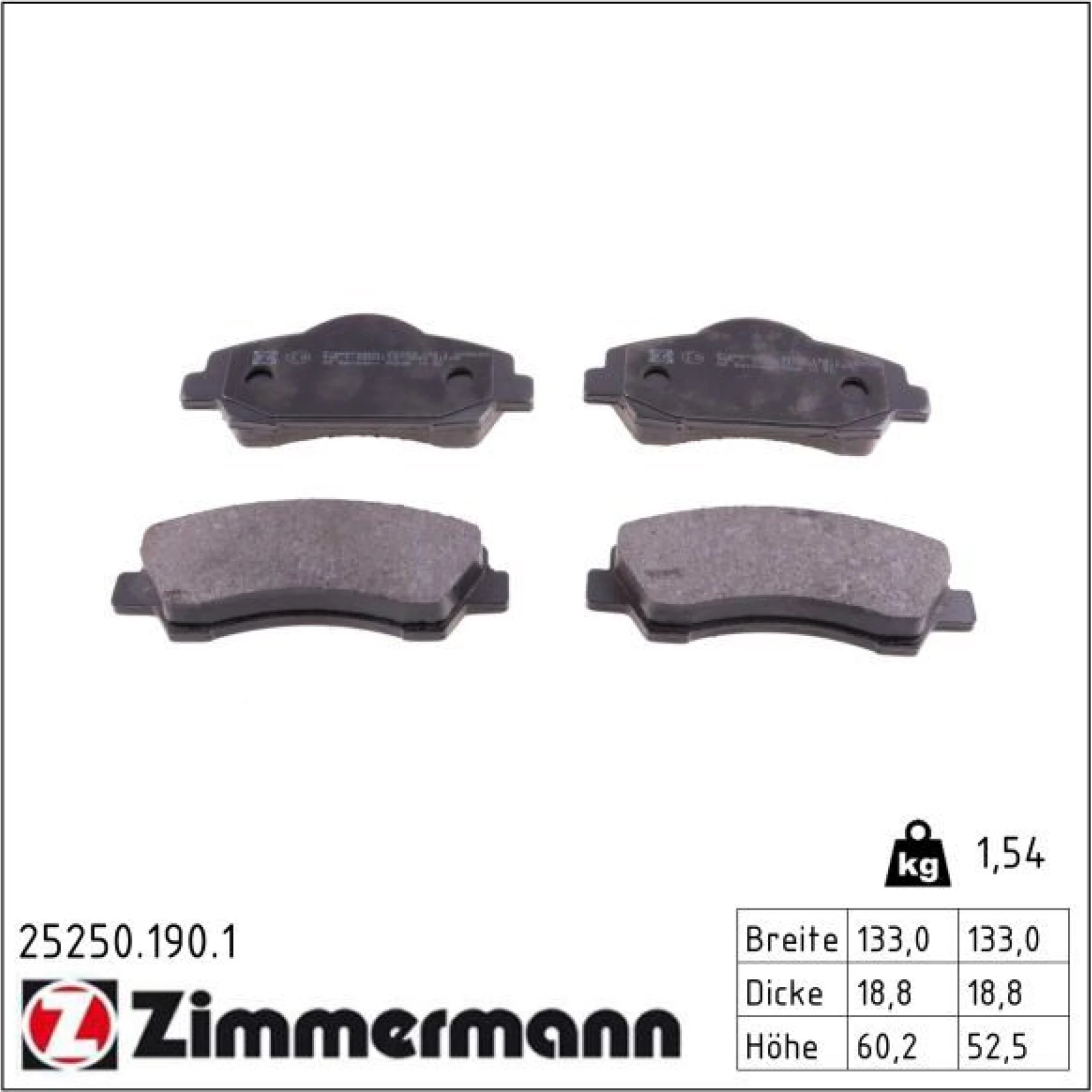 ZIMMERMANN Bremsbeläge 25250.190.1