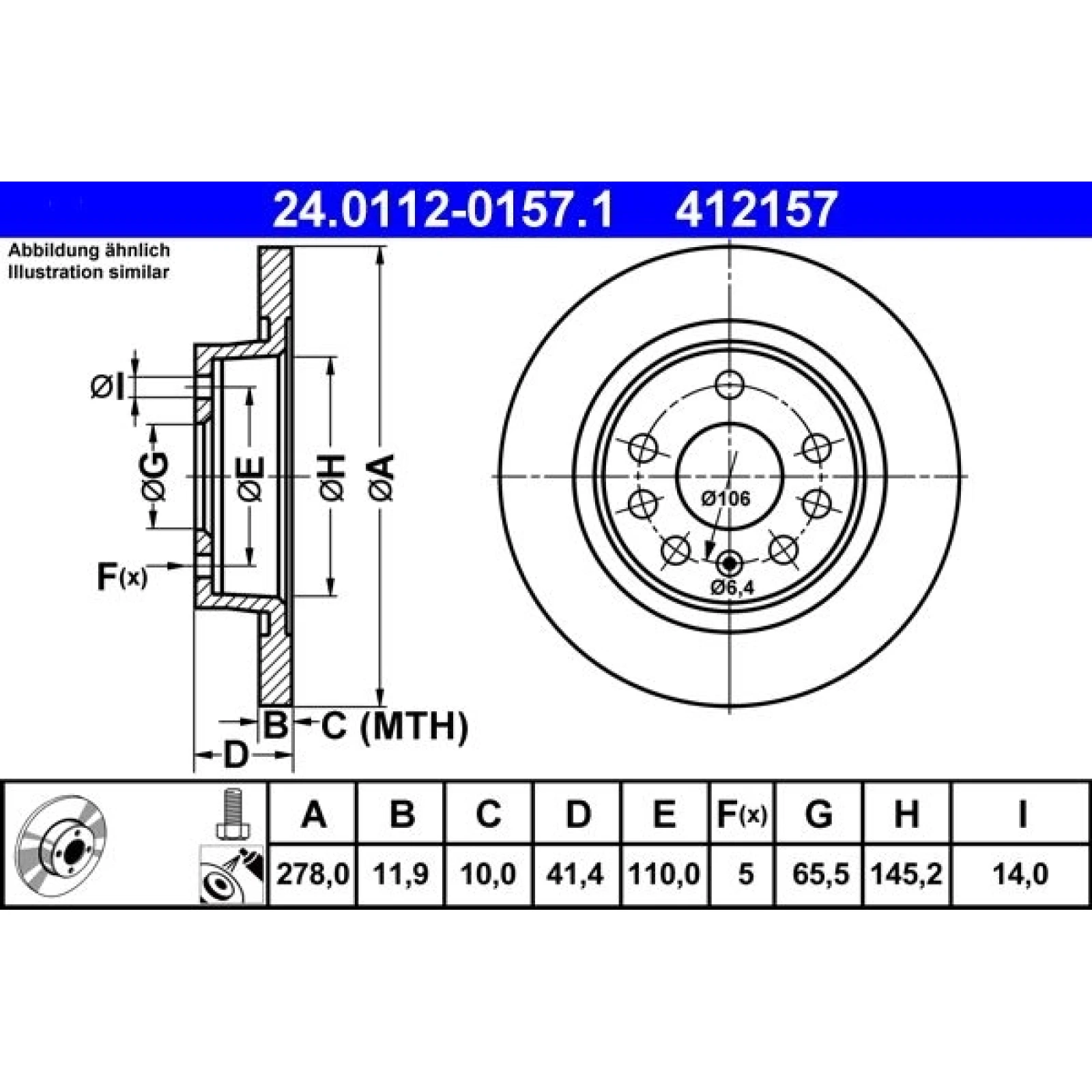 Bremsscheibe Opel T. Signum/Vectra 02 24.0112-0157.1