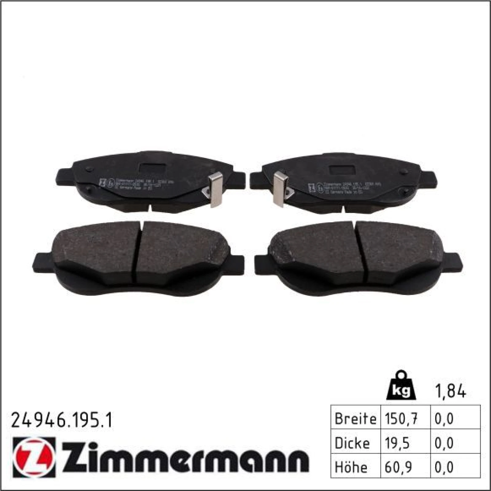 ZIMMERMANN Bremsbeläge 24946.195.1