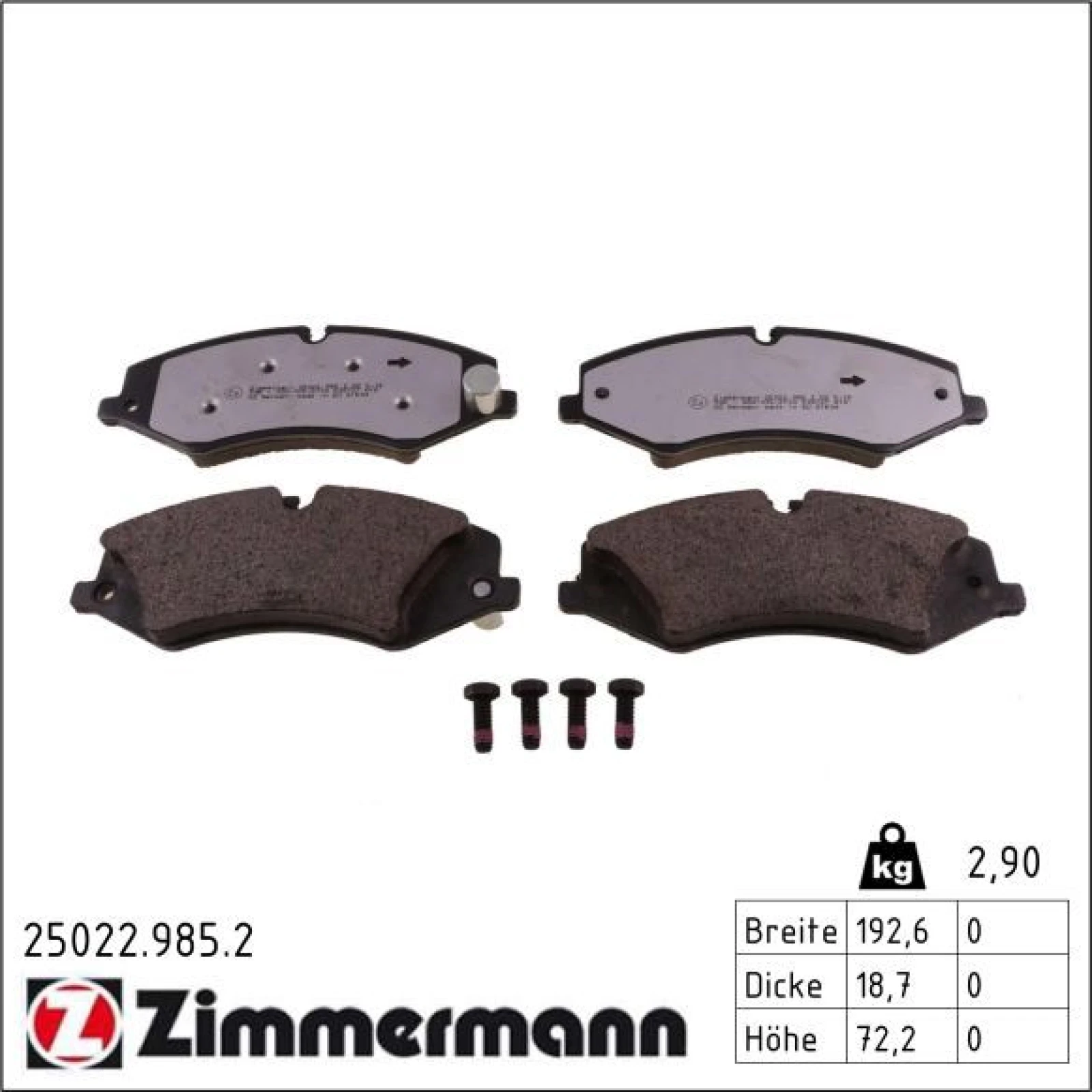ZIMMERMANN Bremsbeläge 25022.985.2