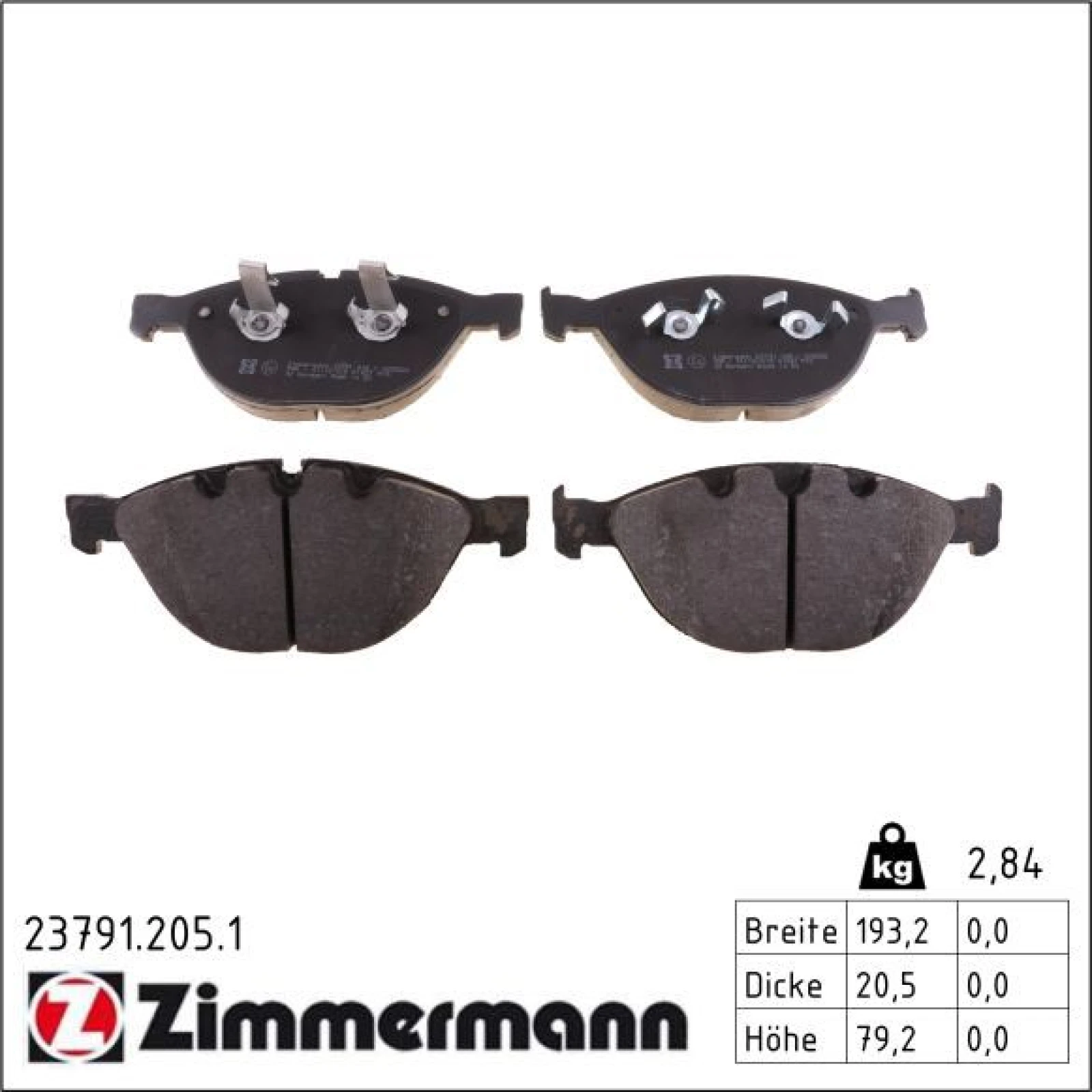 ZIMMERMANN Bremsbeläge 23791.205.1