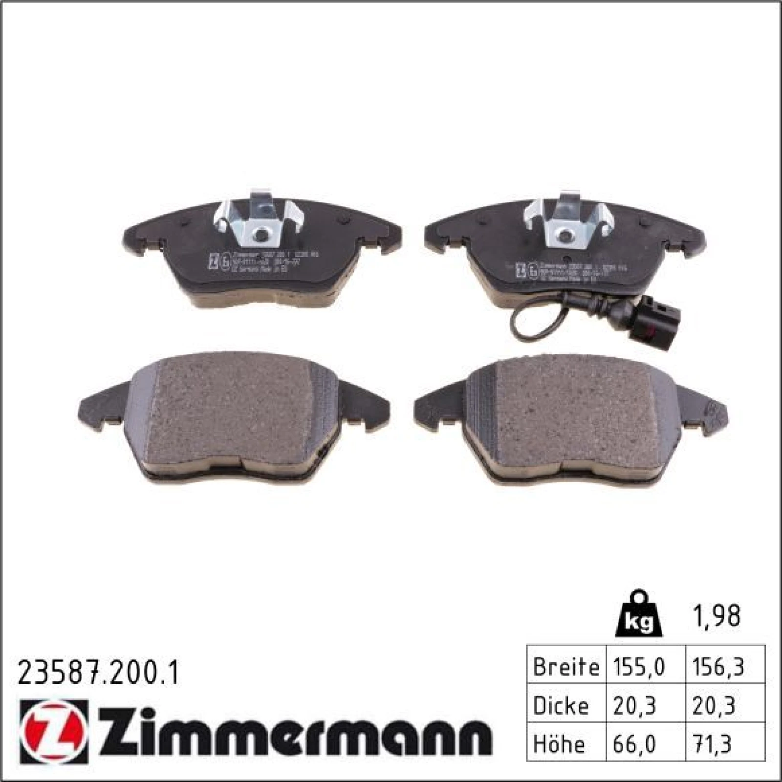 ZIMMERMANN Bremsbeläge 23587.200.1
