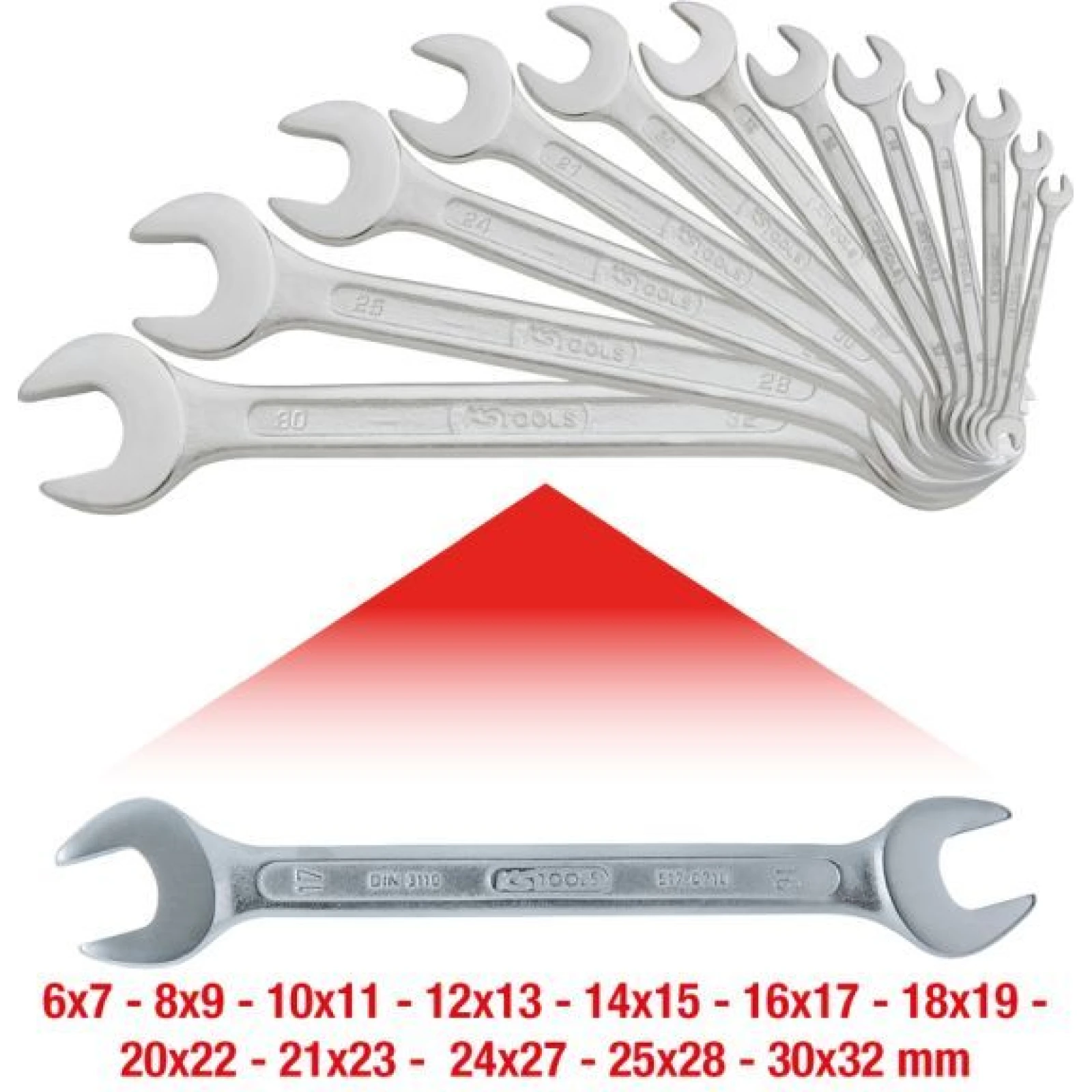 KS TOOLS Doppelseitiger Schlüsselsatz CLASSIC, 12 Stück, 6x7–30x32 mm 517.0125